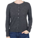 Charcoal Grey Cashmere Crew Neck Cardigan Small