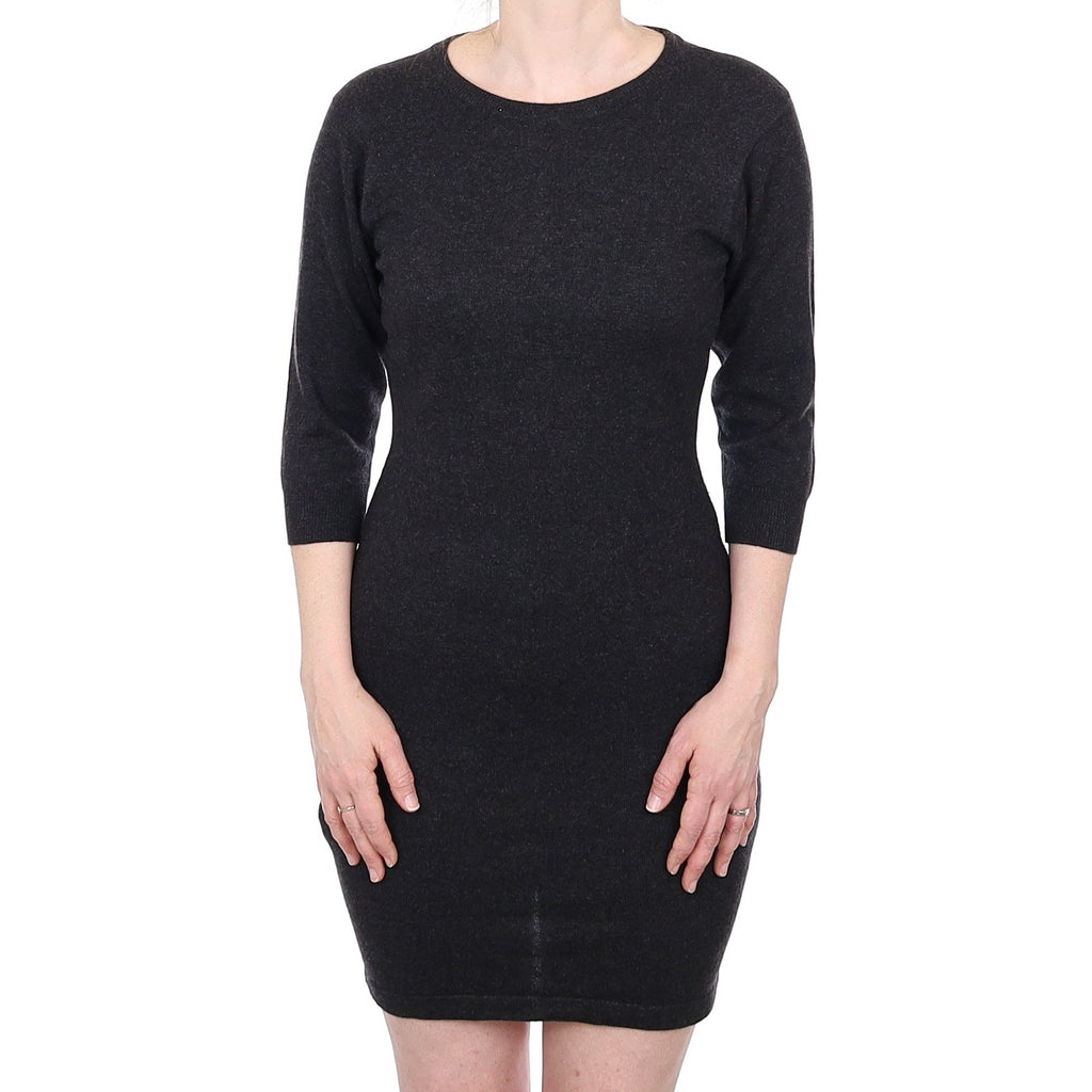 Scottish Graphite Grey Cashmere Crew Neck Dress Small