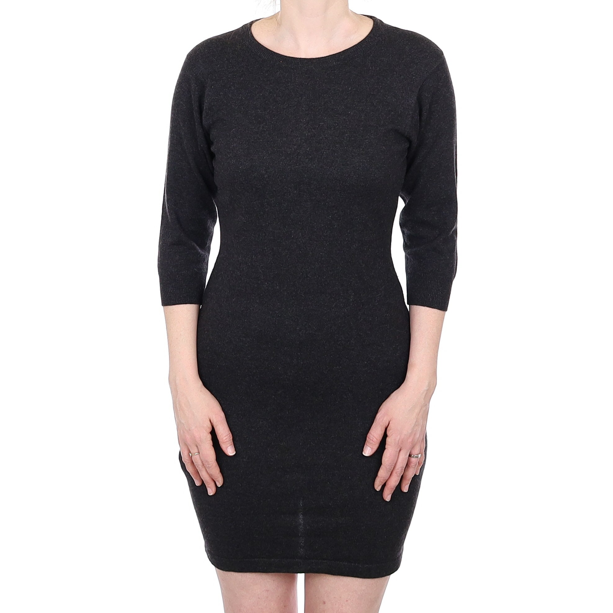Scottish Graphite Grey Cashmere Crew Neck Dress Small