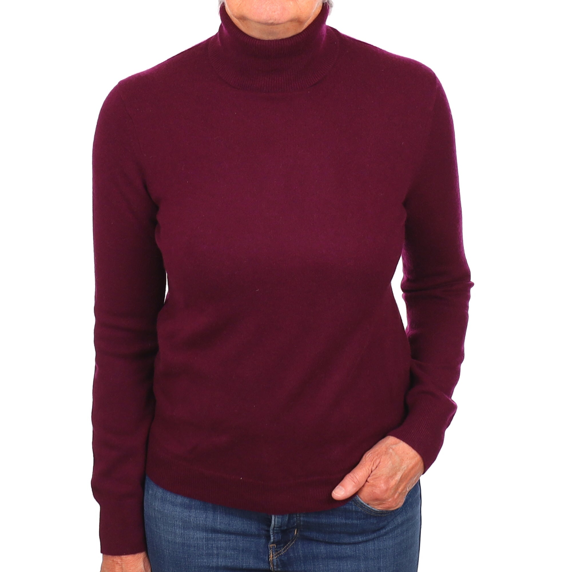 Mulberry Purple Cashmere Polo Neck Jumper Medium