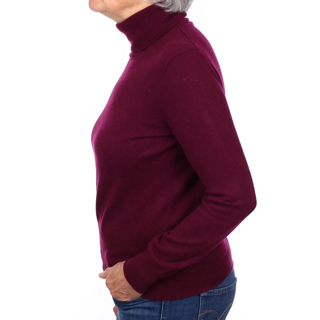 Mulberry Purple Cashmere Polo Neck Jumper Medium