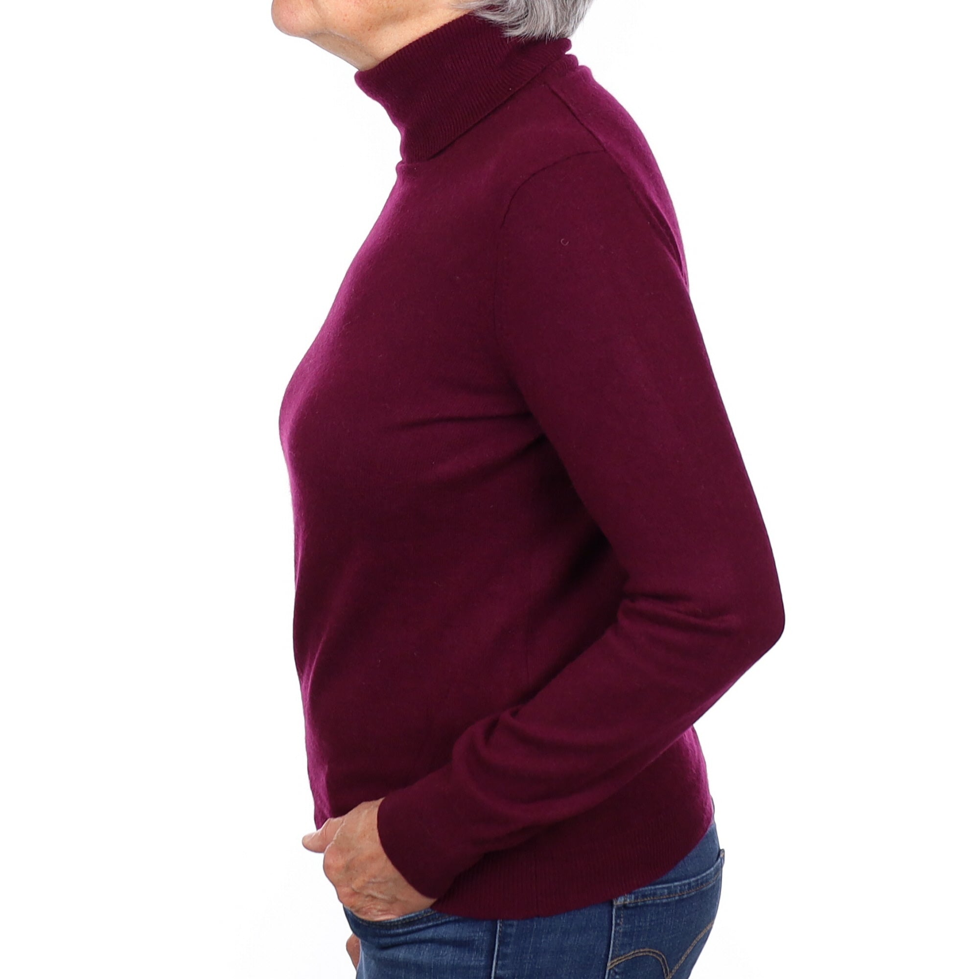 Mulberry Purple Cashmere Polo Neck Jumper Medium
