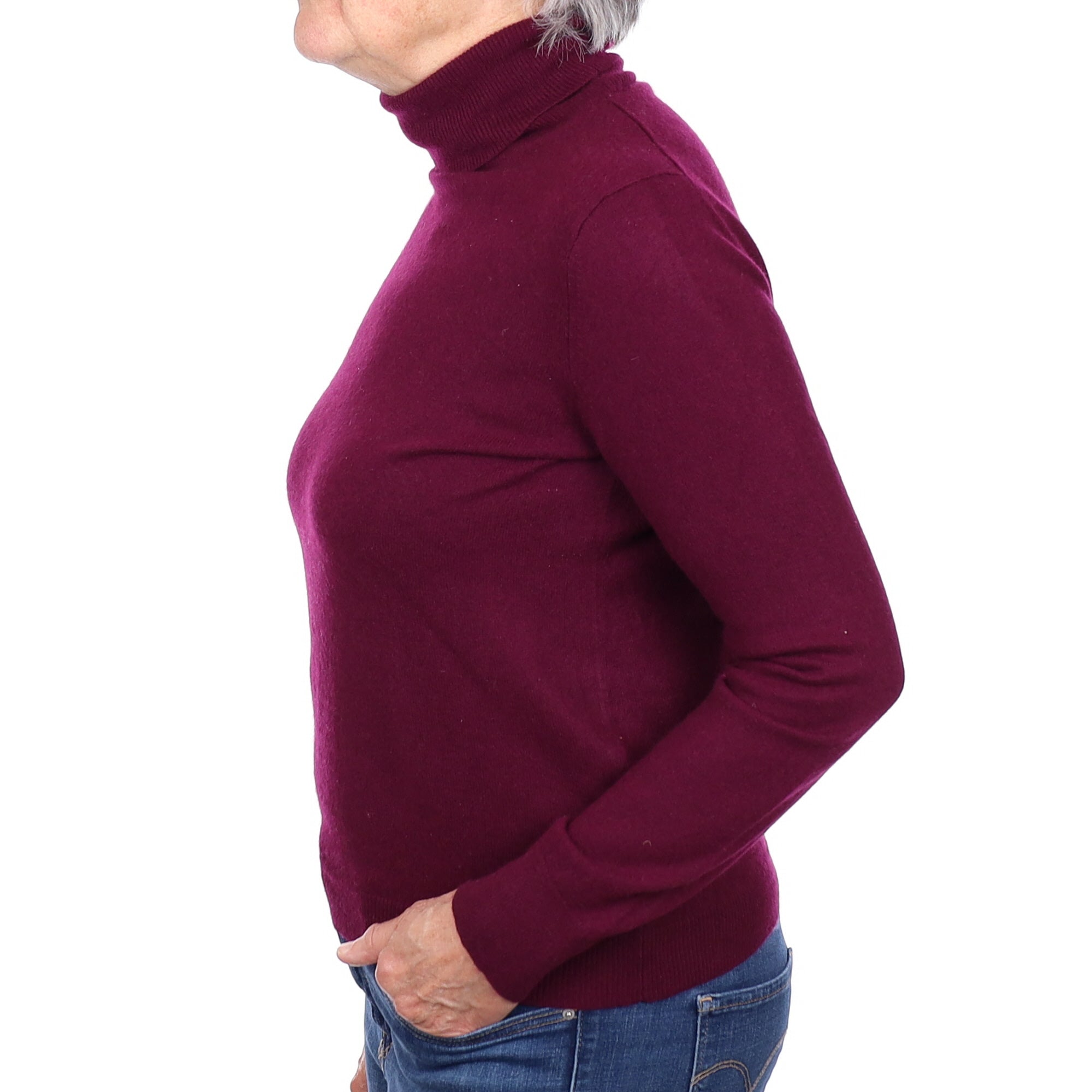 Mulberry Purple Cashmere Polo Neck Jumper Medium