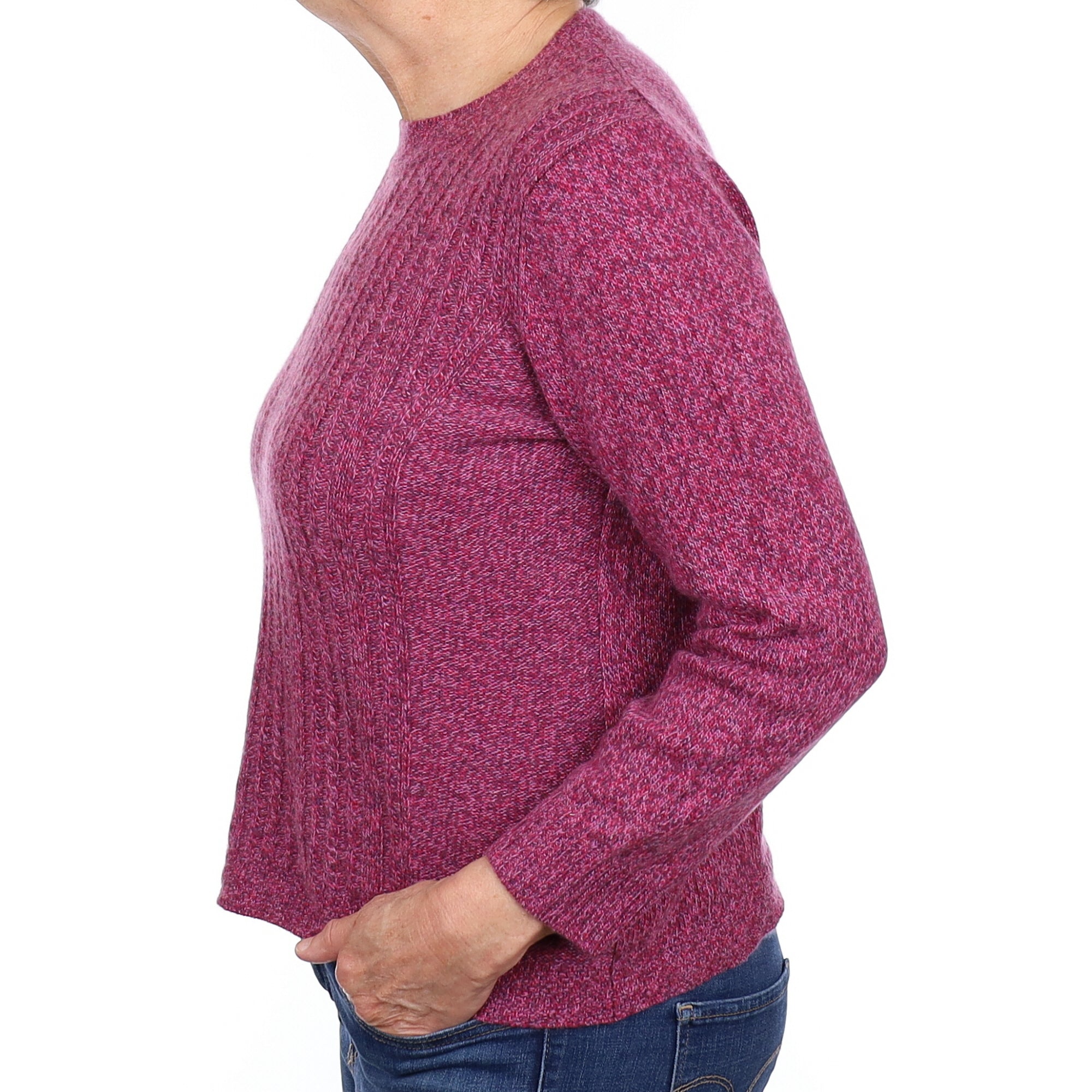 Pink Marl Heavy knit Cashmere Crew Neck Jumper Medium
