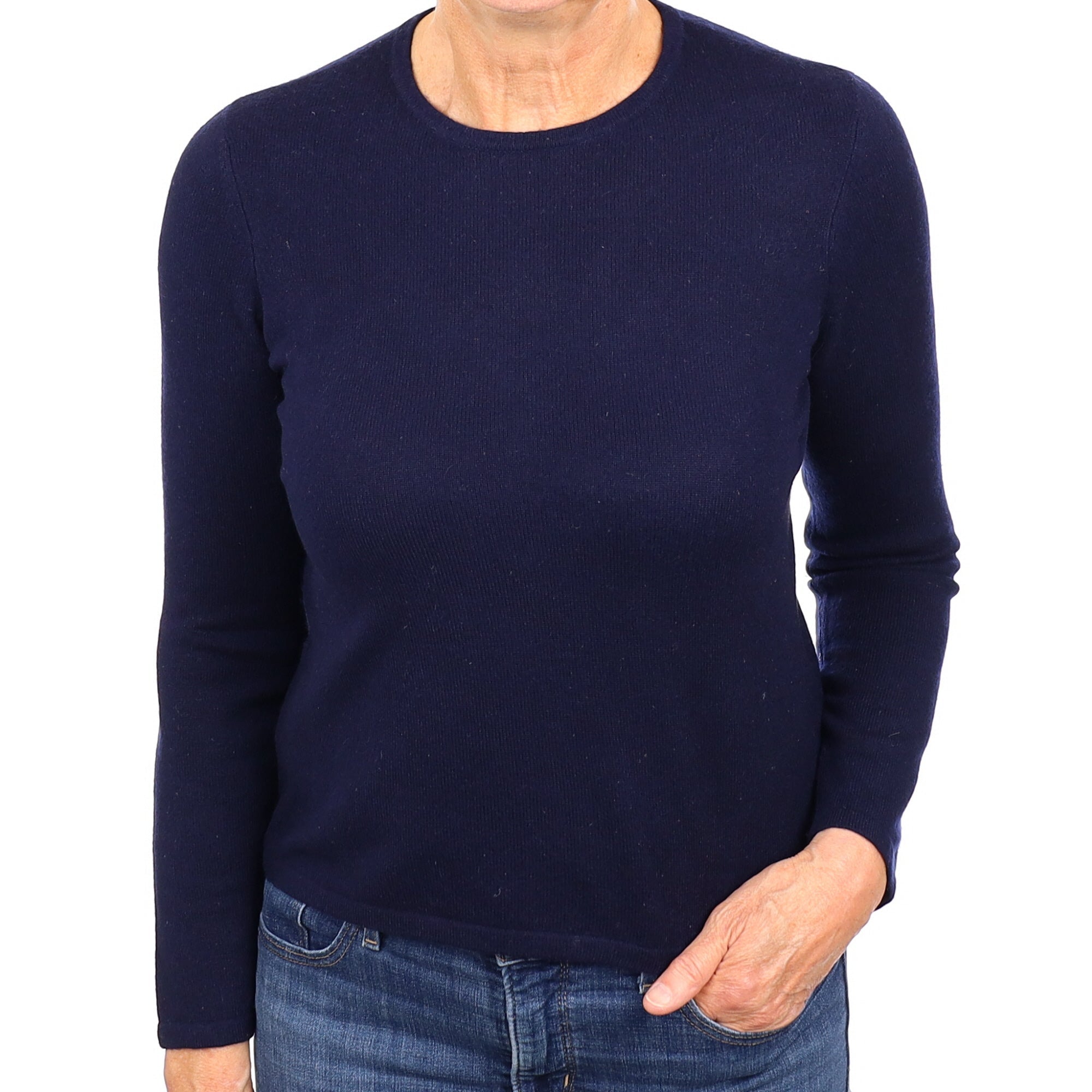 Navy Blue Cashmere Crew Neck Jumper Medium