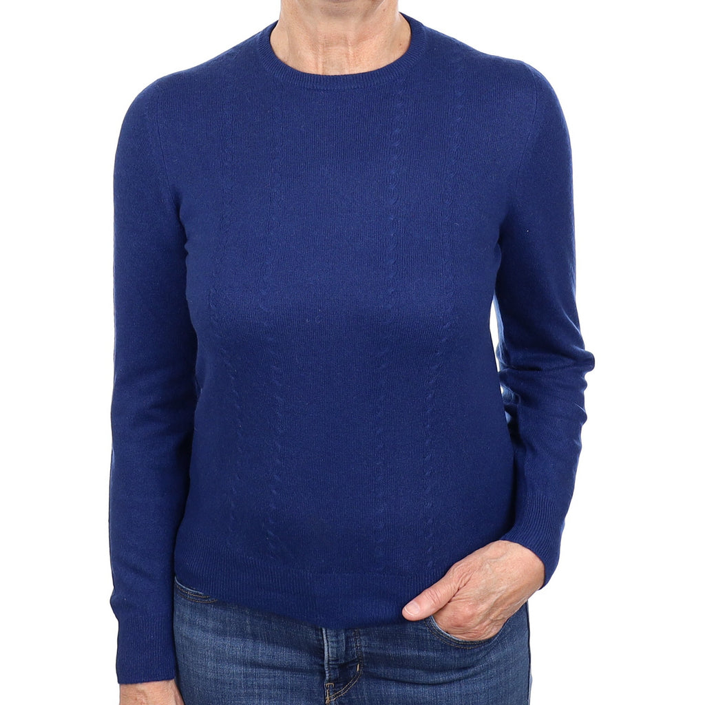Vintage Scottish French Navy Cashmere Crew Neck Jumper Medium