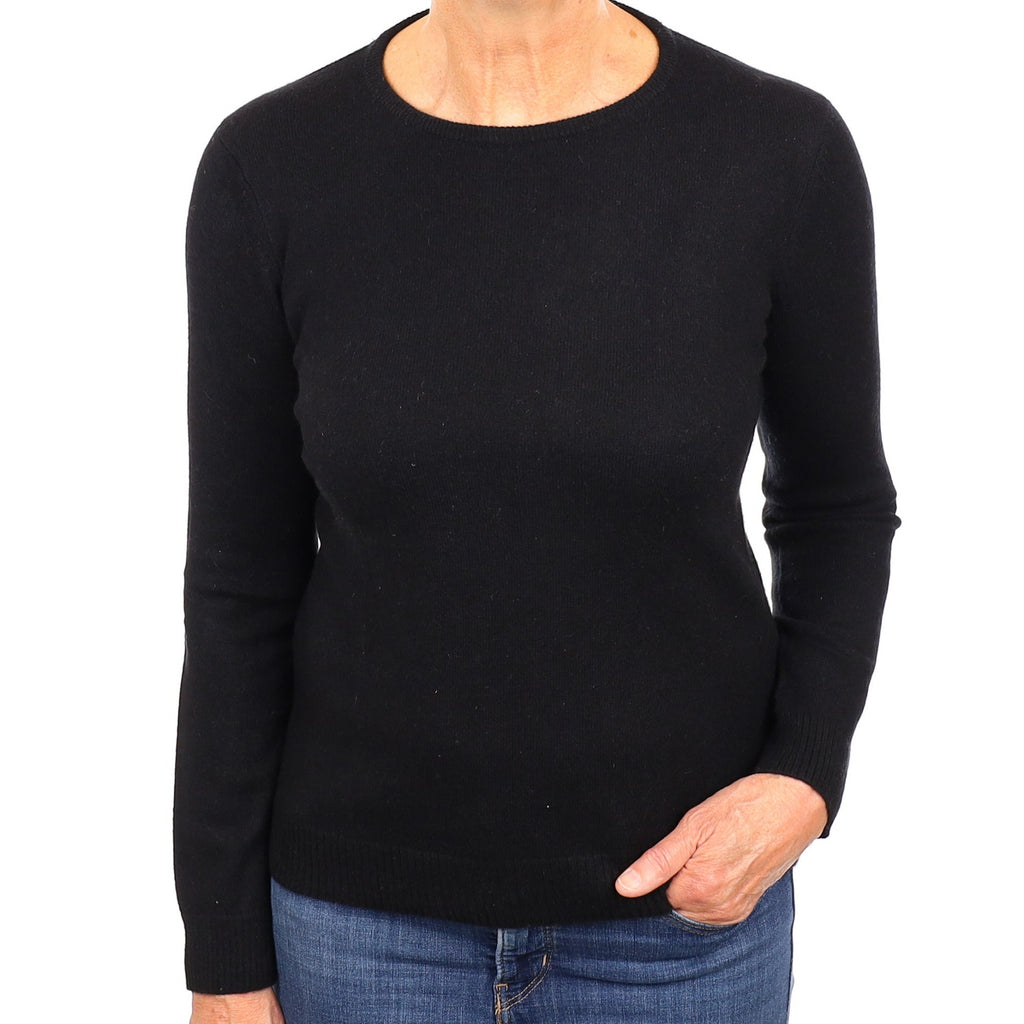 Black Cashmere Crew Neck Jumper Medium