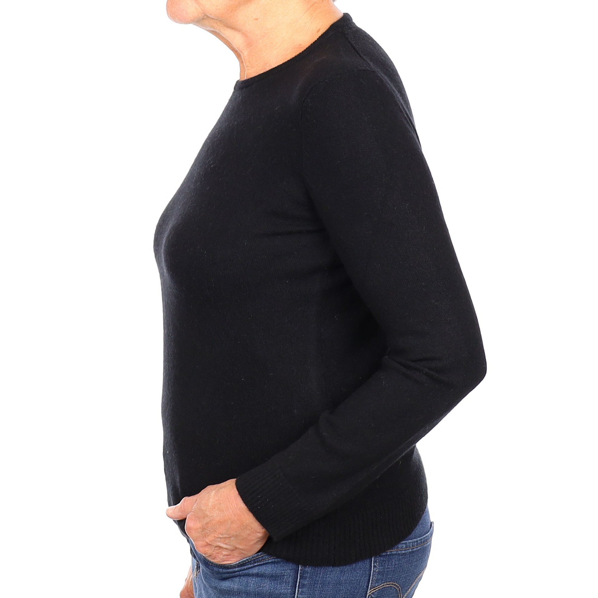 Black Cashmere Crew Neck Jumper Medium