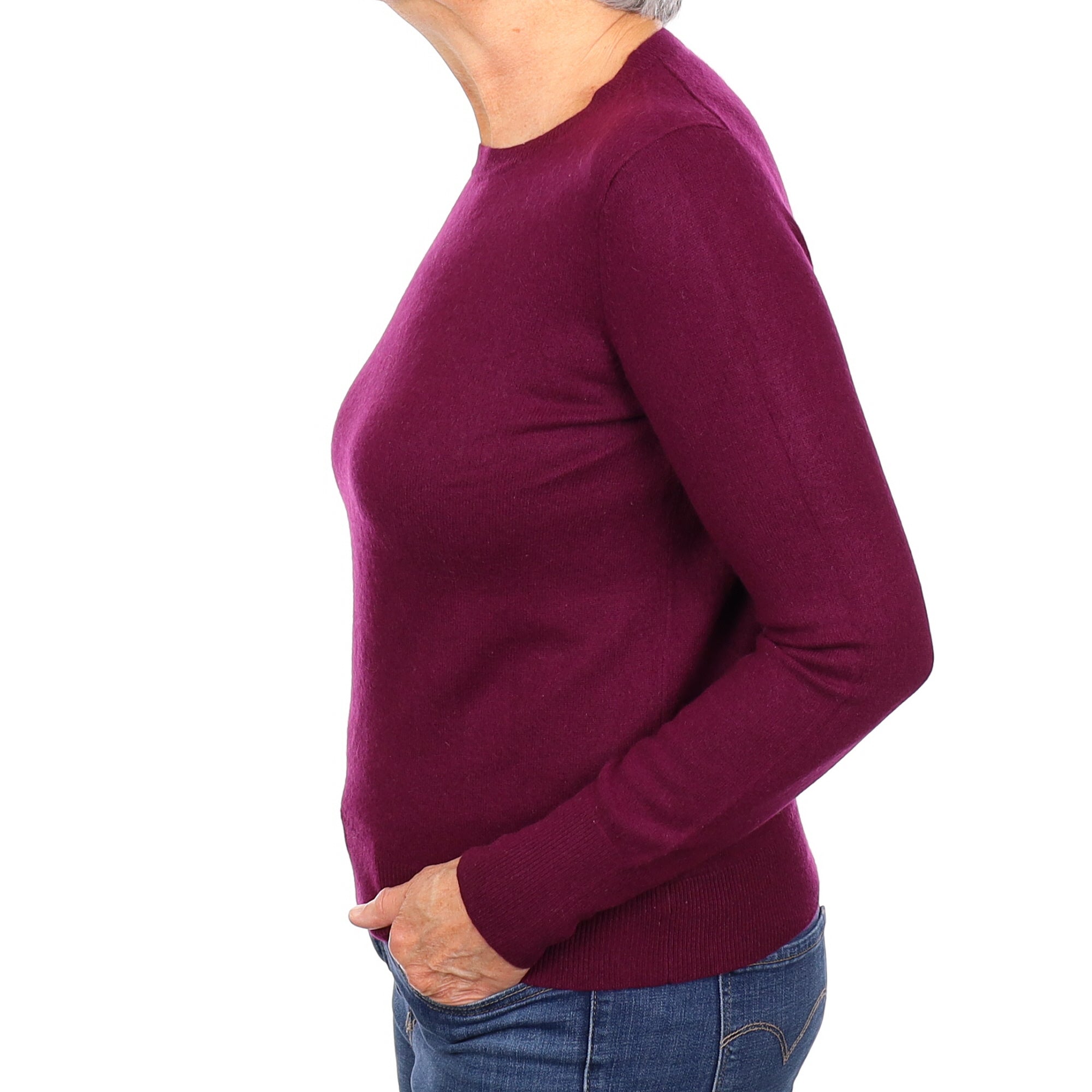 Mulberry Purple Cashmere Crew Neck Jumper Medium