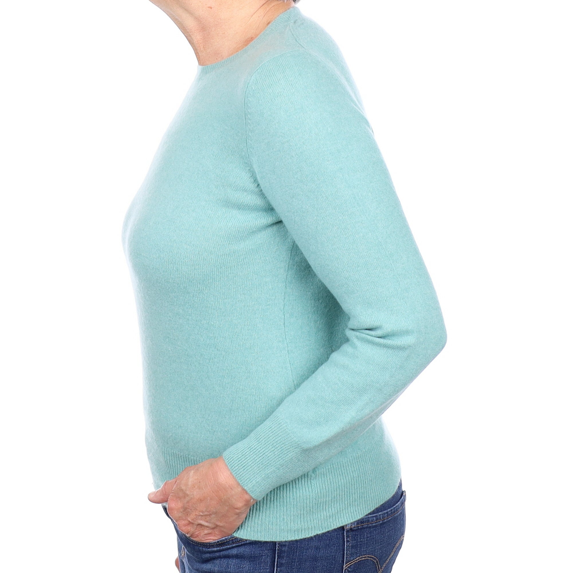 Sea Foam Green Cashmere Crew Neck Jumper Medium