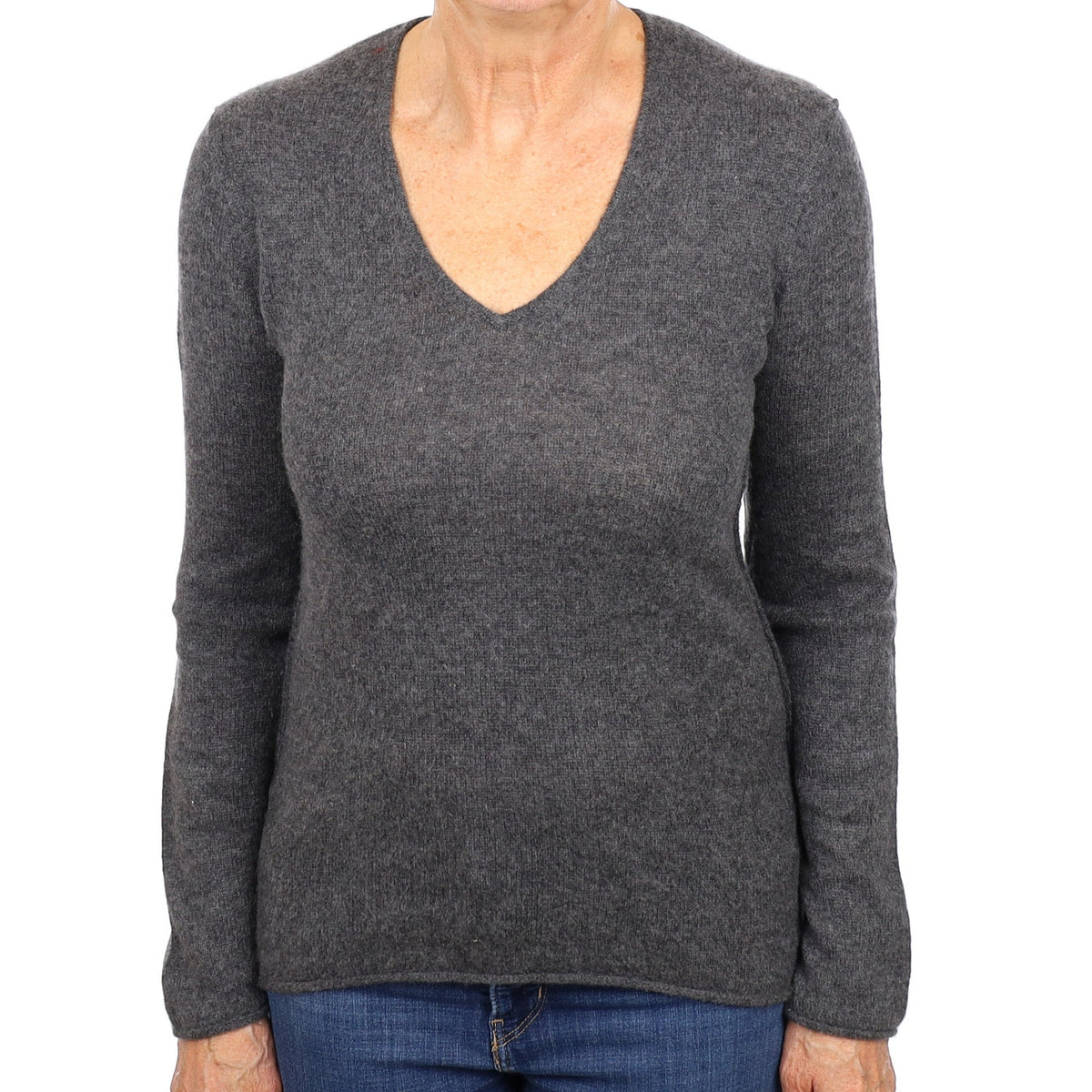 Jigsaw Charcoal Grey Cashmere V Neck Jumper Medium