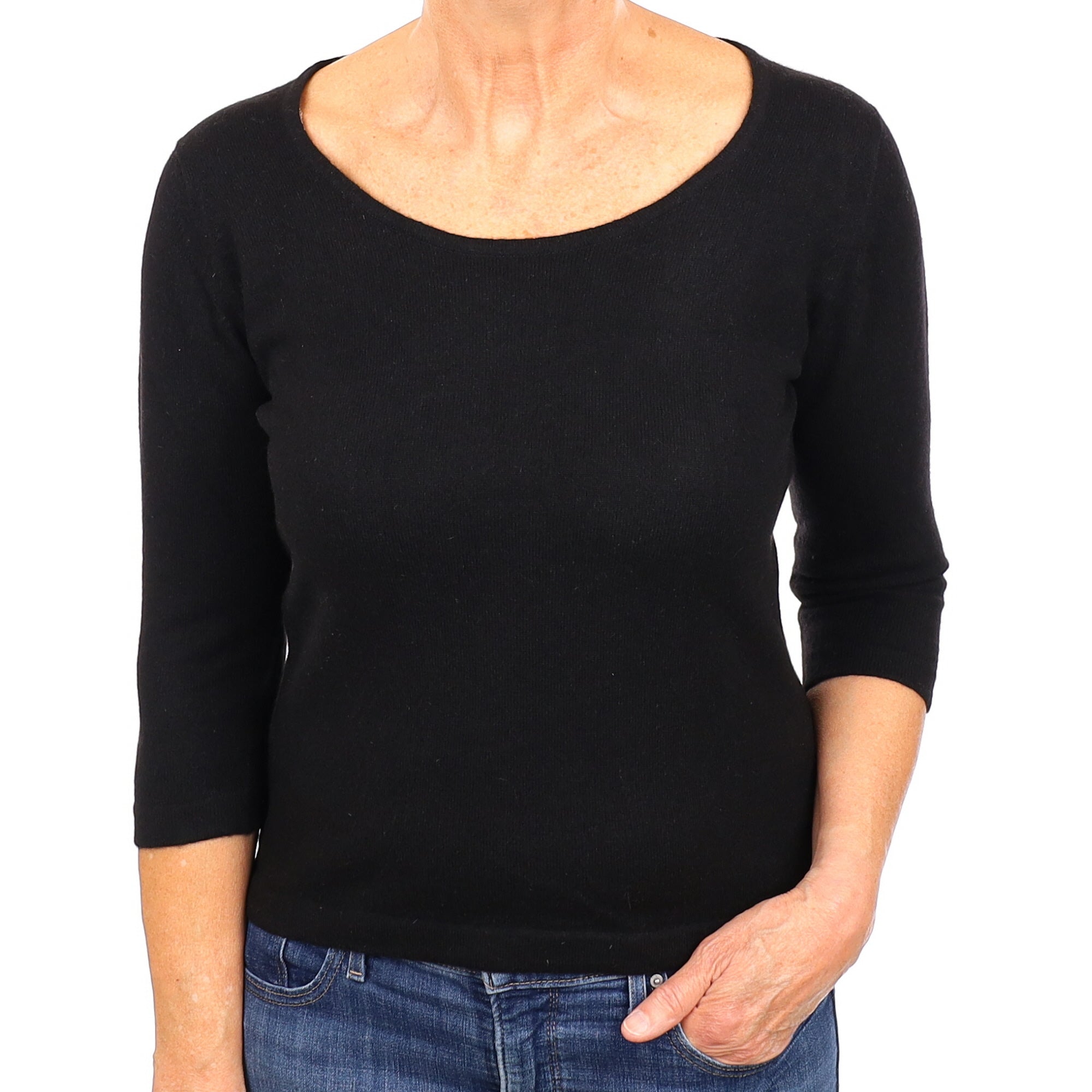 Black Cashmere Scoop Neck Jumper Medium