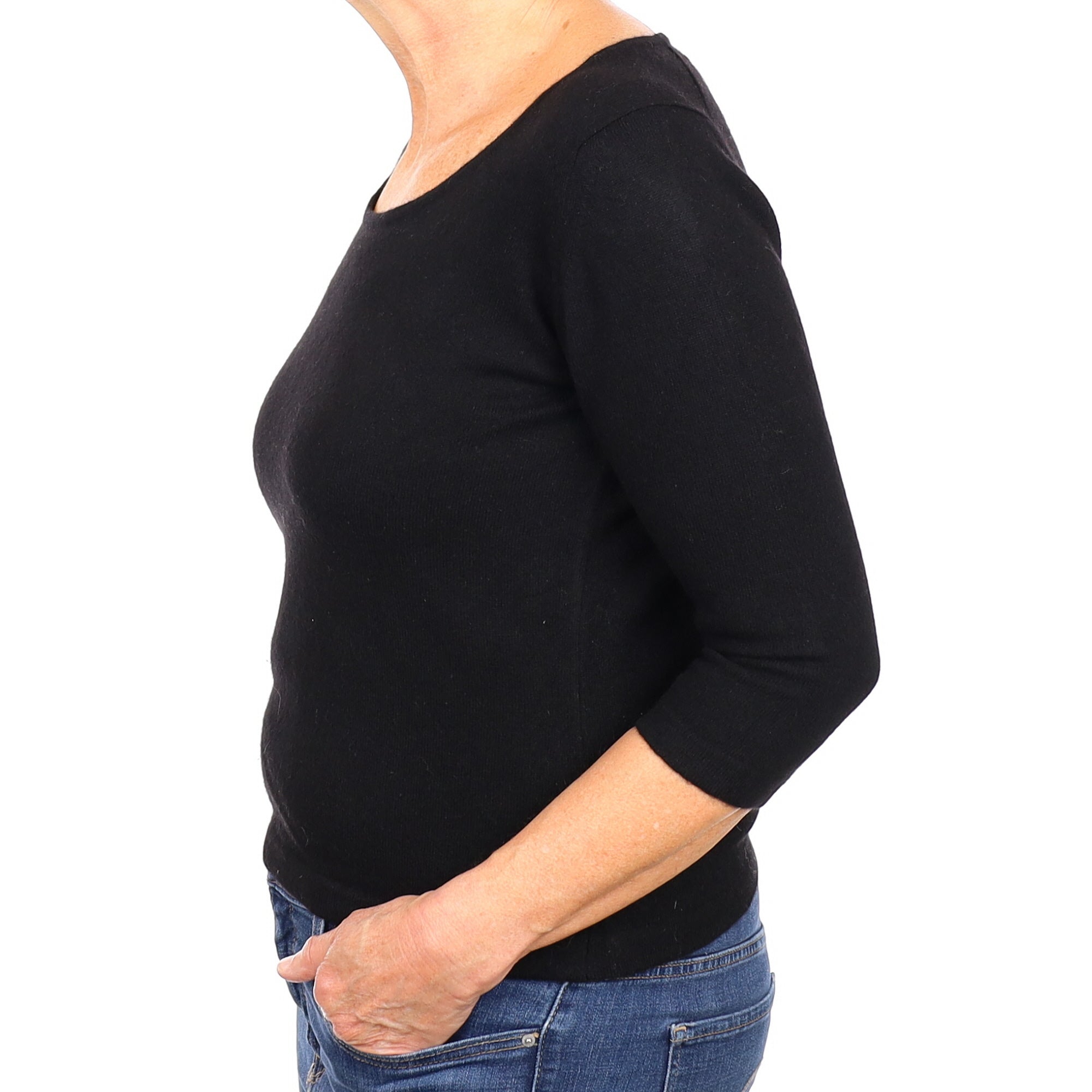 Black Cashmere Scoop Neck Jumper Medium