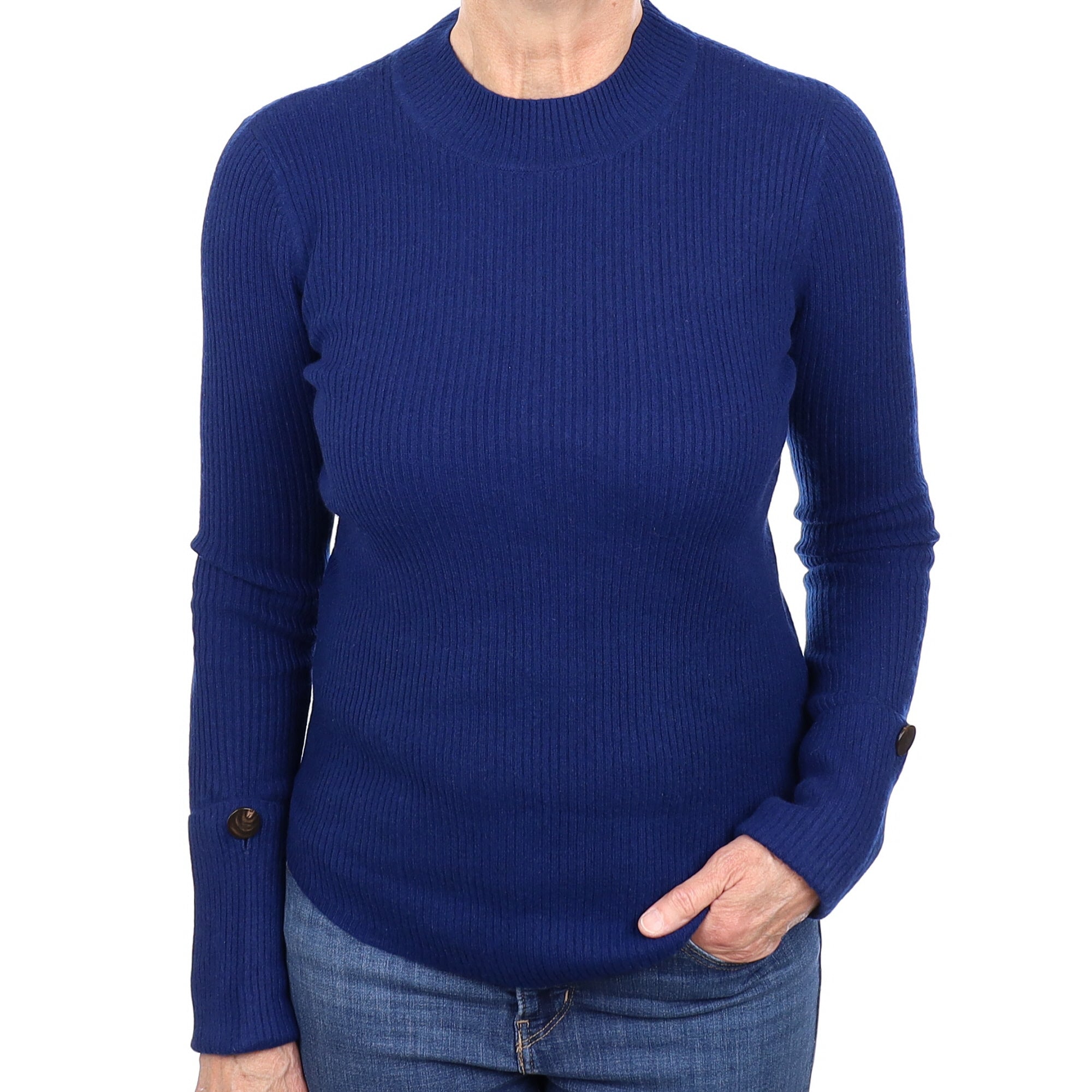 Jigsaw French Navy Cashmere Turtleneck Jumper Medium
