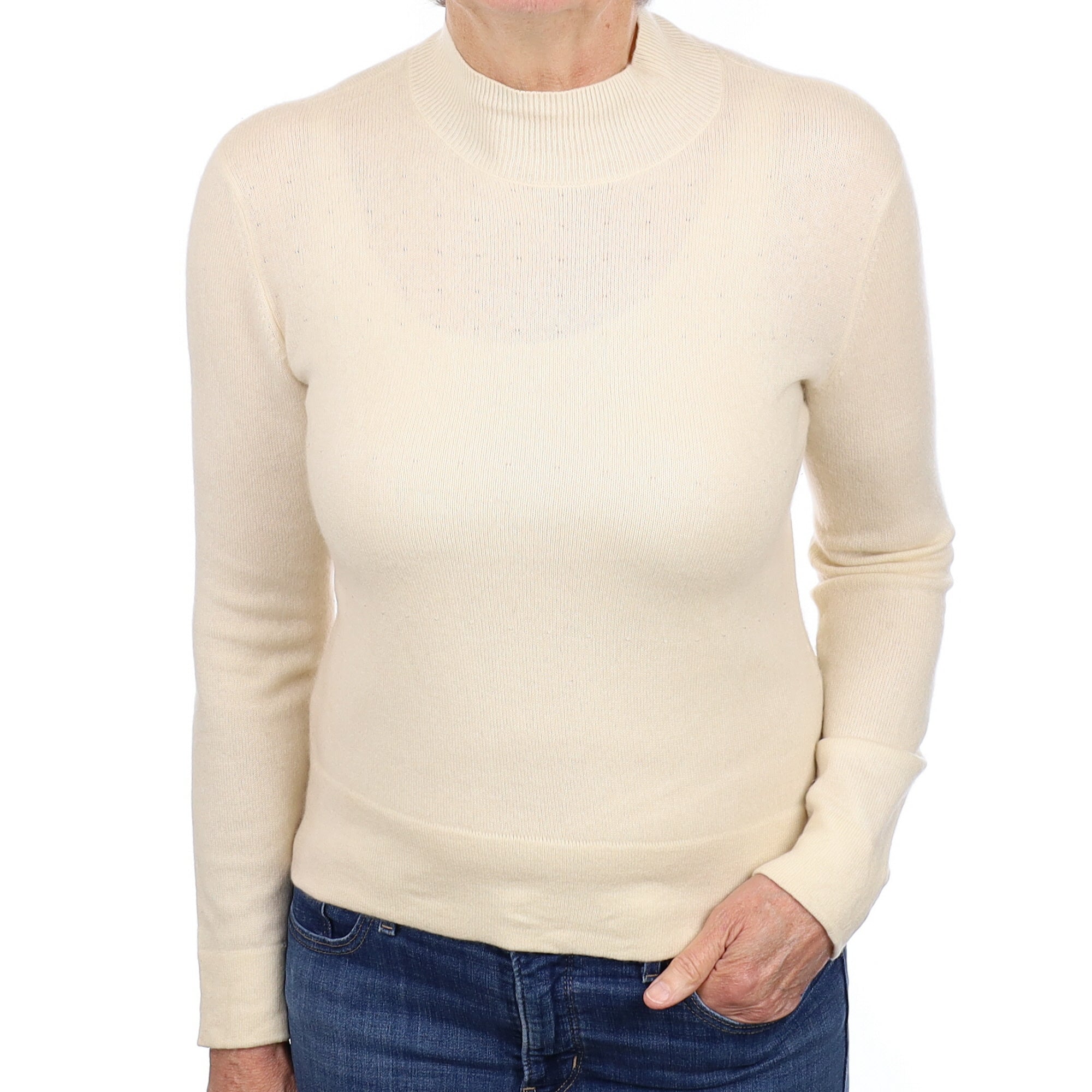 Buttermilk Cream Cashmere Turtleneck Jumper Medium