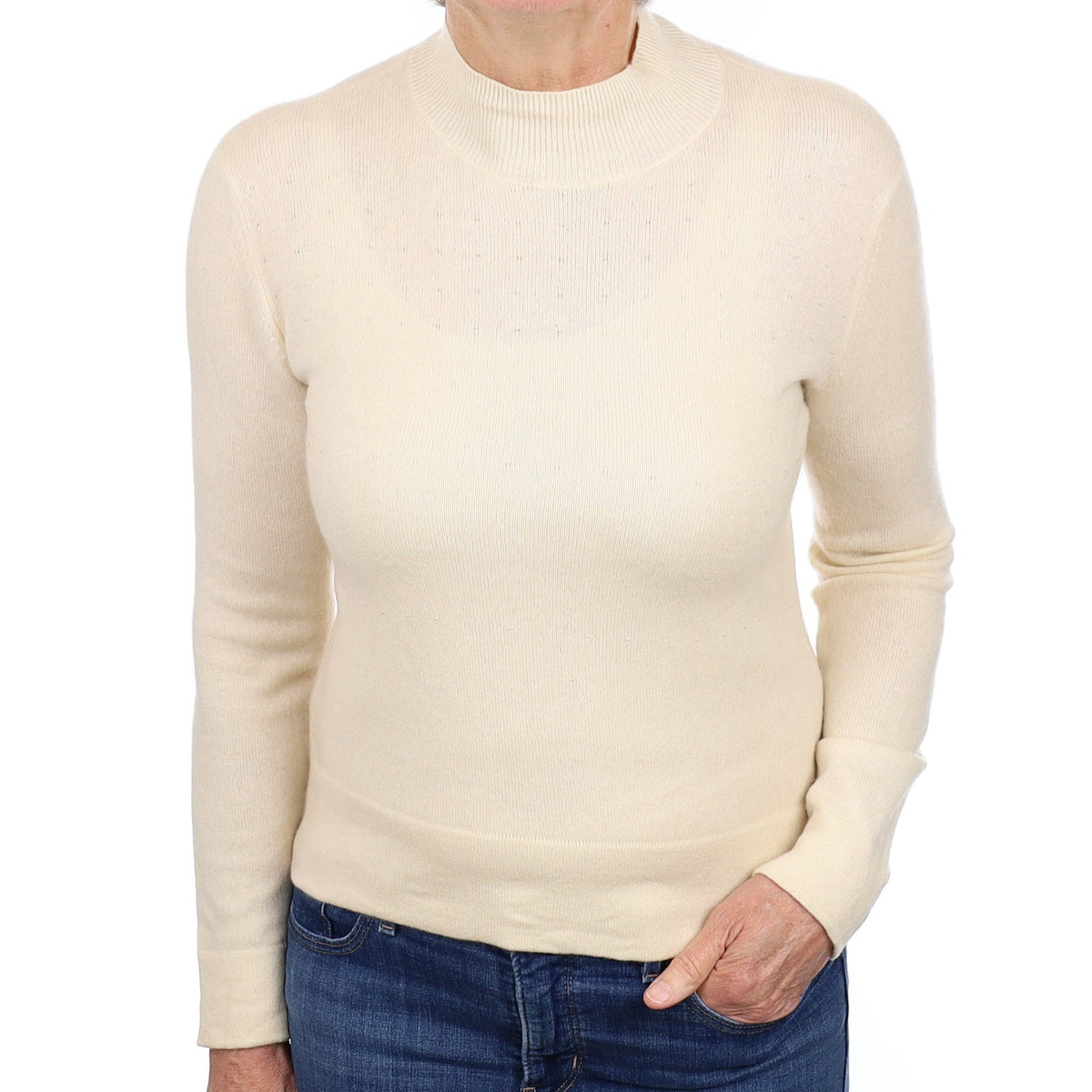 Buttermilk Cream Cashmere Turtleneck Jumper Medium