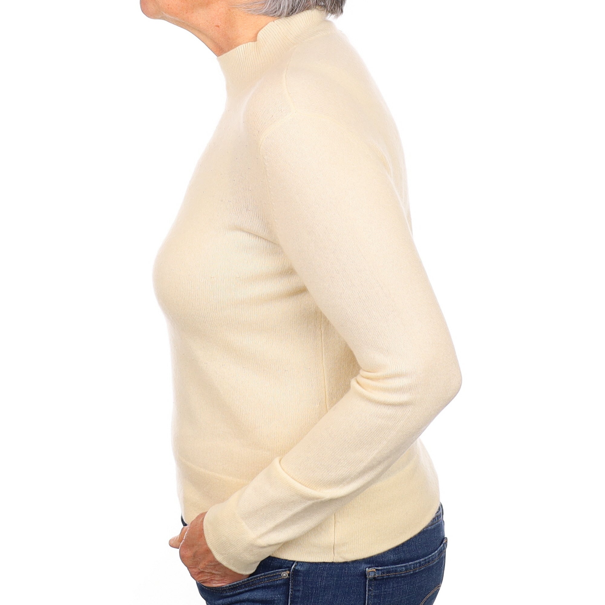 Buttermilk Cream Cashmere Turtleneck Jumper Medium