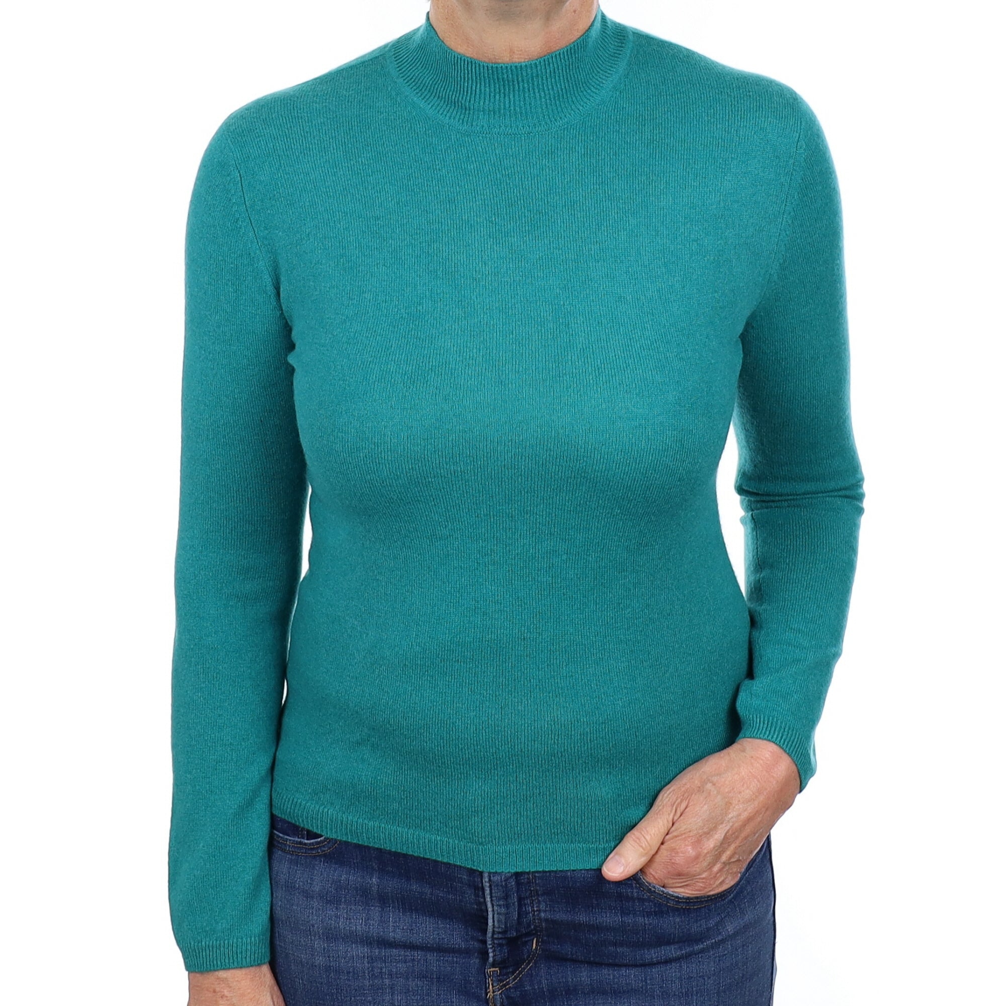 Emerald Green Cashmere Turtleneck Jumper Medium