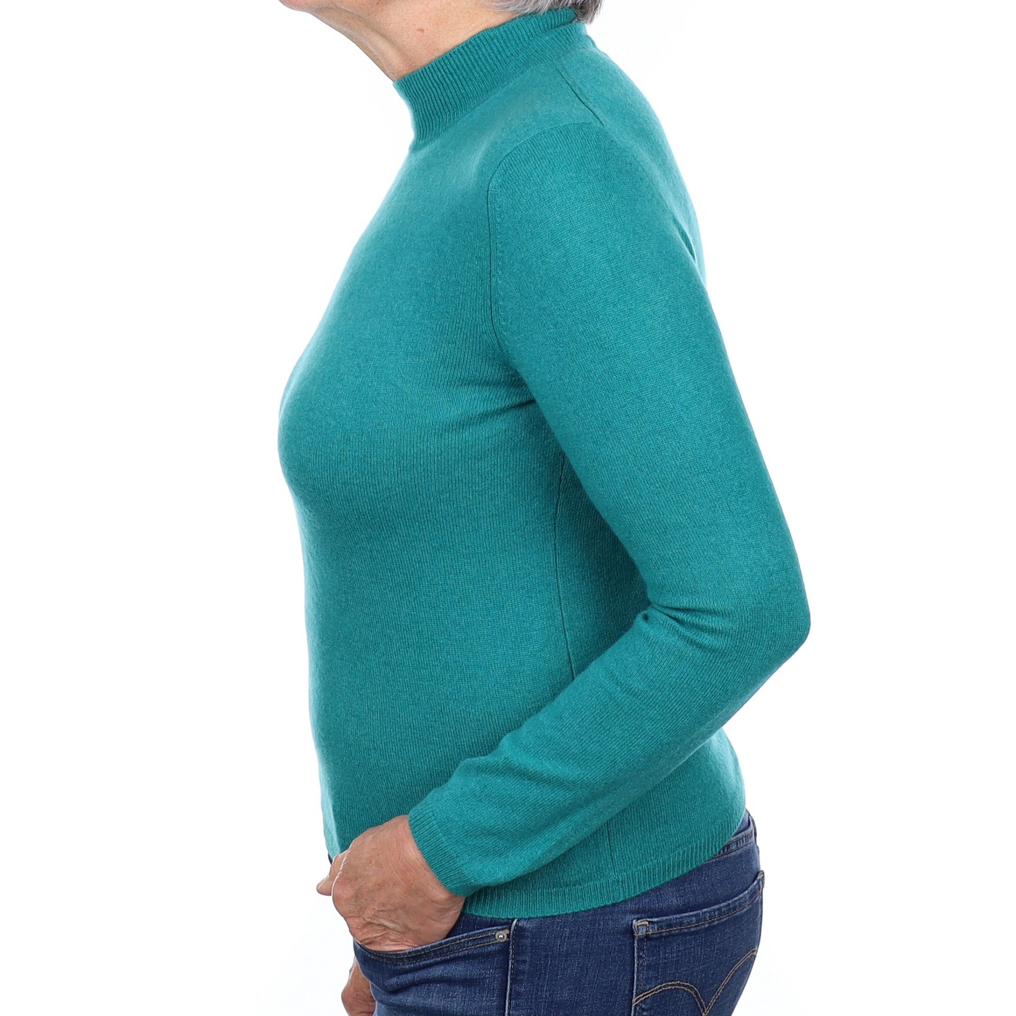 Emerald Green Cashmere Turtleneck Jumper Medium