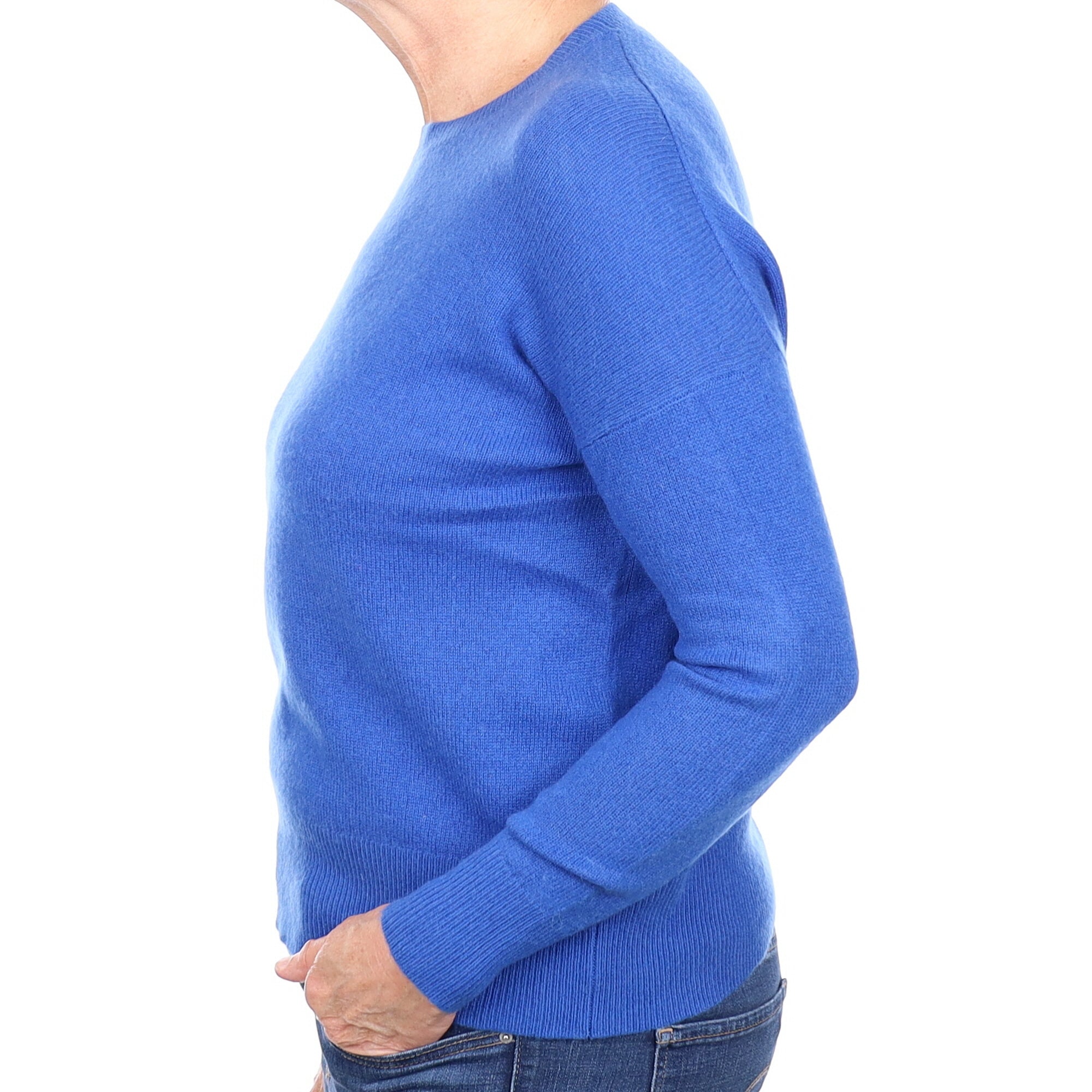Cobalt Blue Cashmere Crew Neck Jumper Medium
