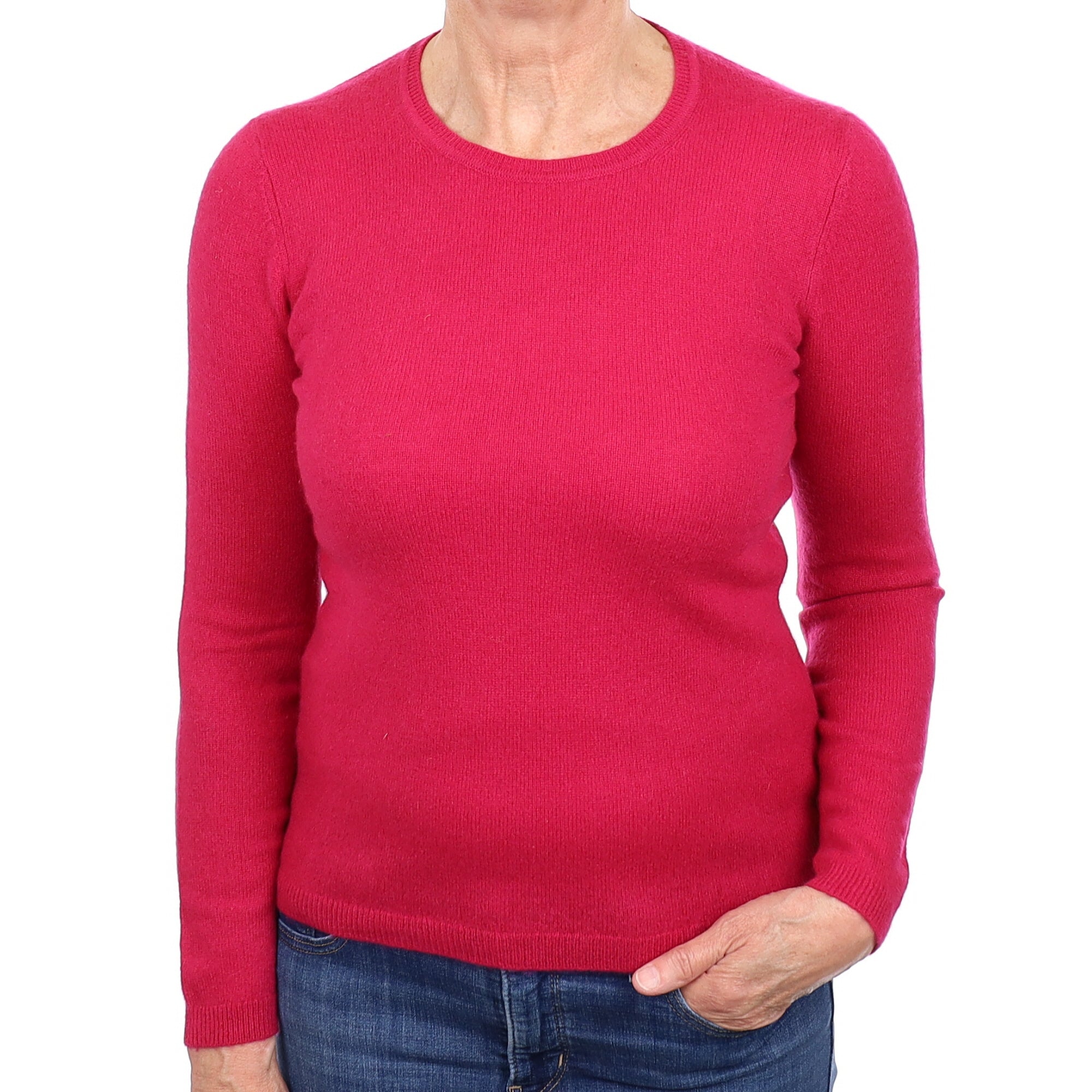 Cherry Pink Cashmere Crew Neck Jumper Medium