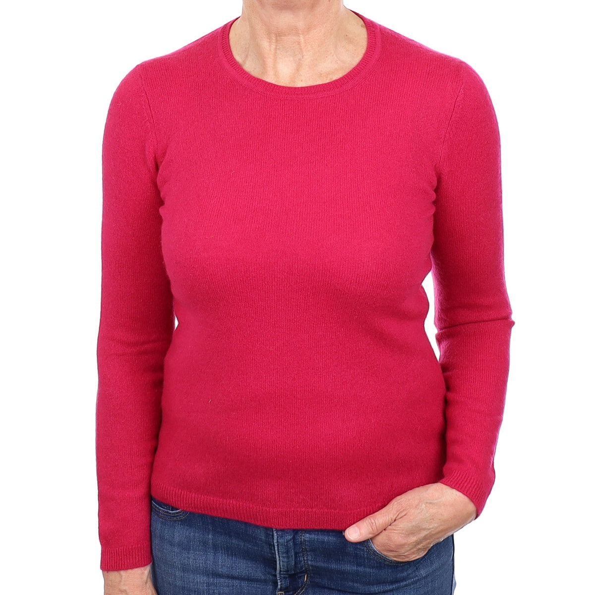 Cherry Pink Cashmere Crew Neck Jumper Medium