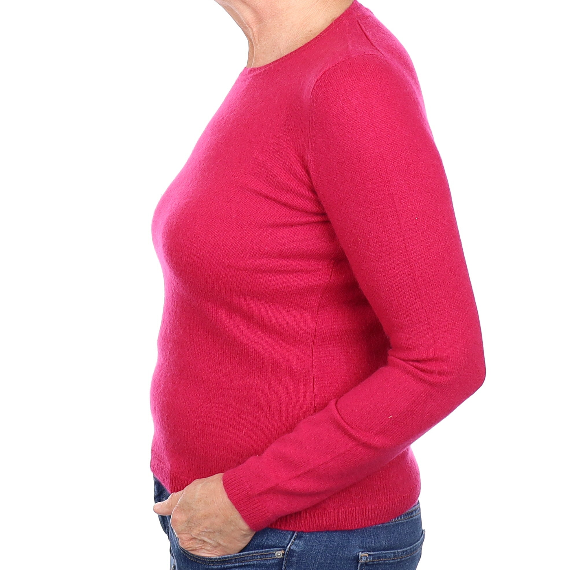 Cherry Pink Cashmere Crew Neck Jumper Medium