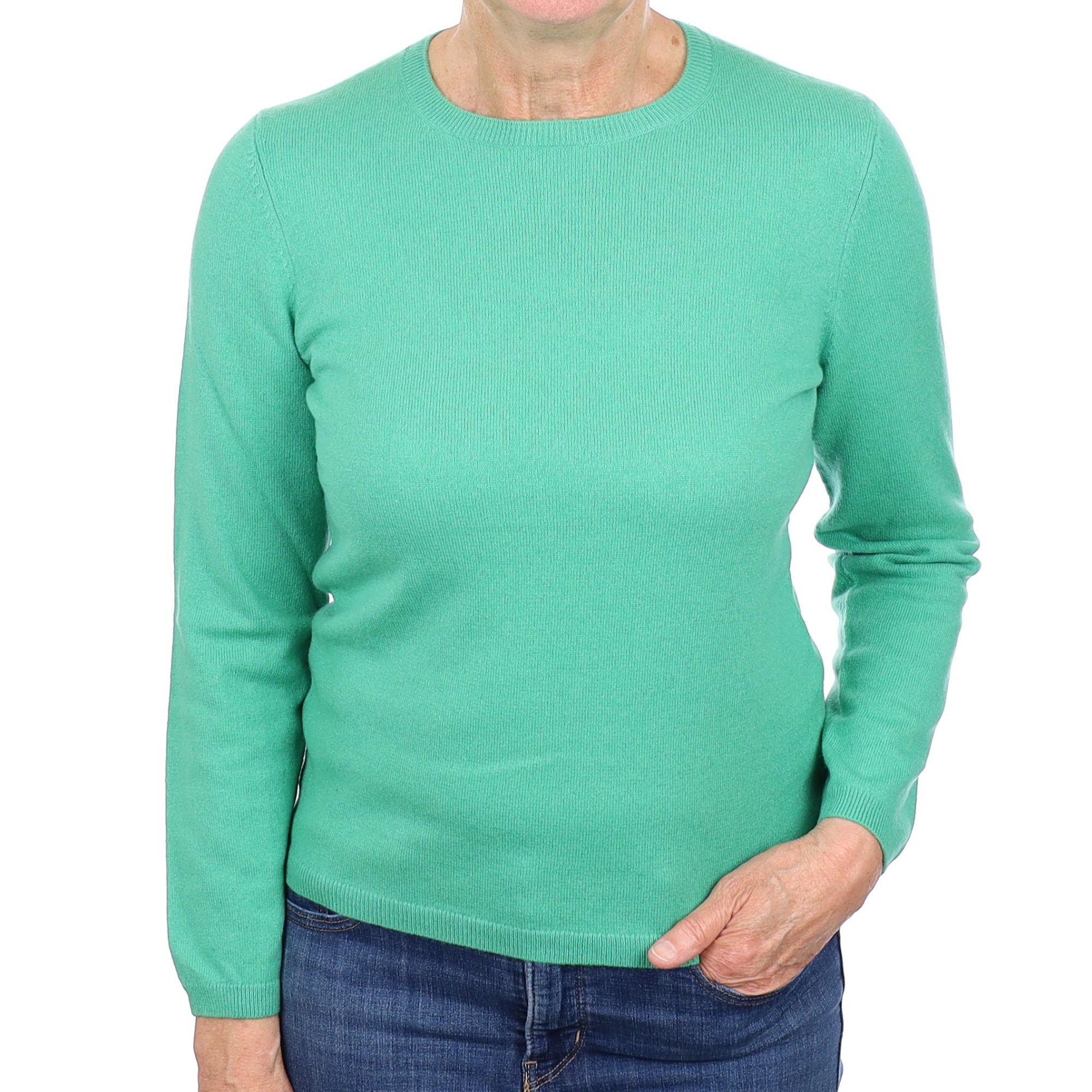 Spring Green Cashmere Crew Neck Jumper Medium