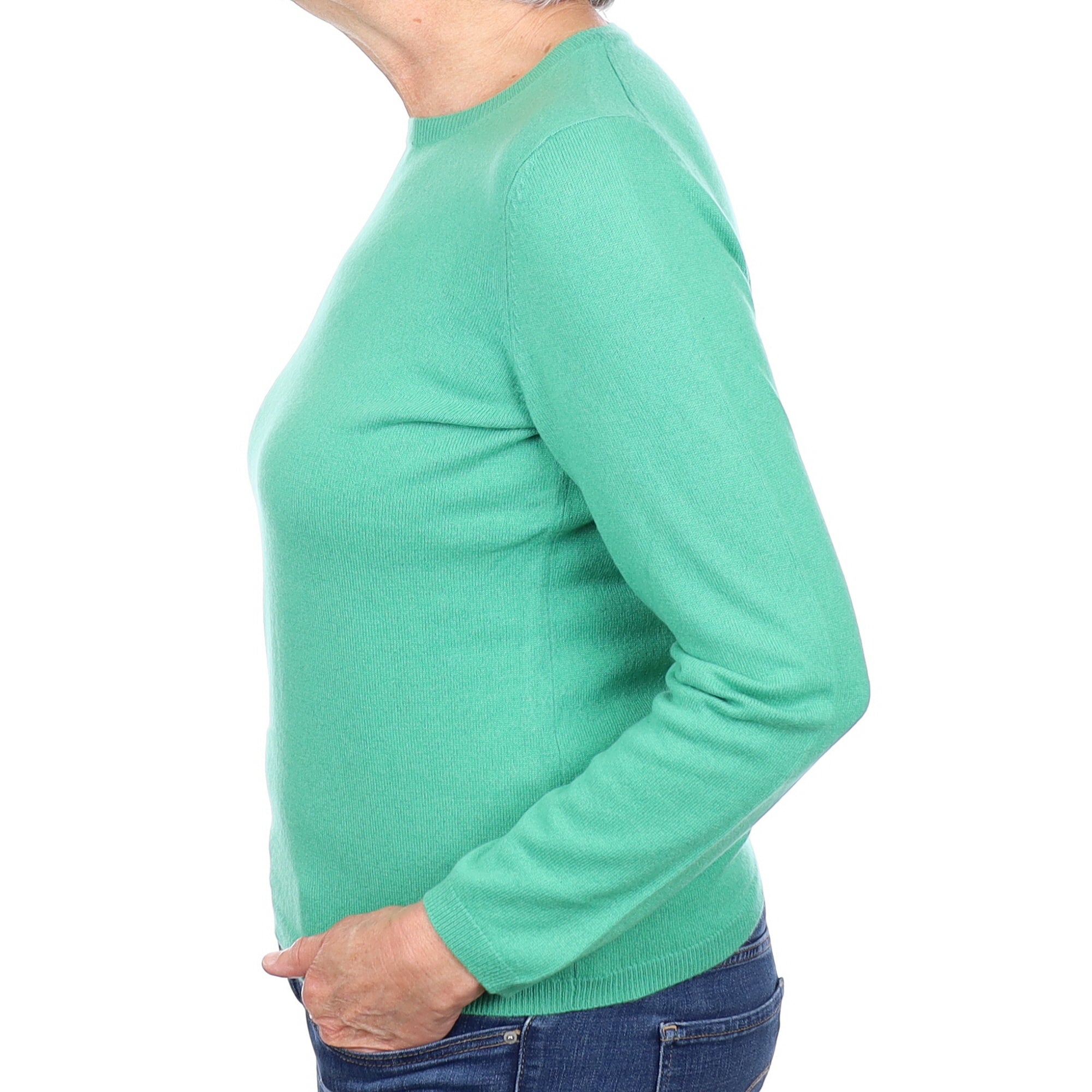 Spring Green Cashmere Crew Neck Jumper Medium