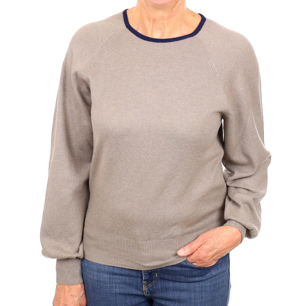 Mink Brown Cashmere Crew Neck Jumper Medium