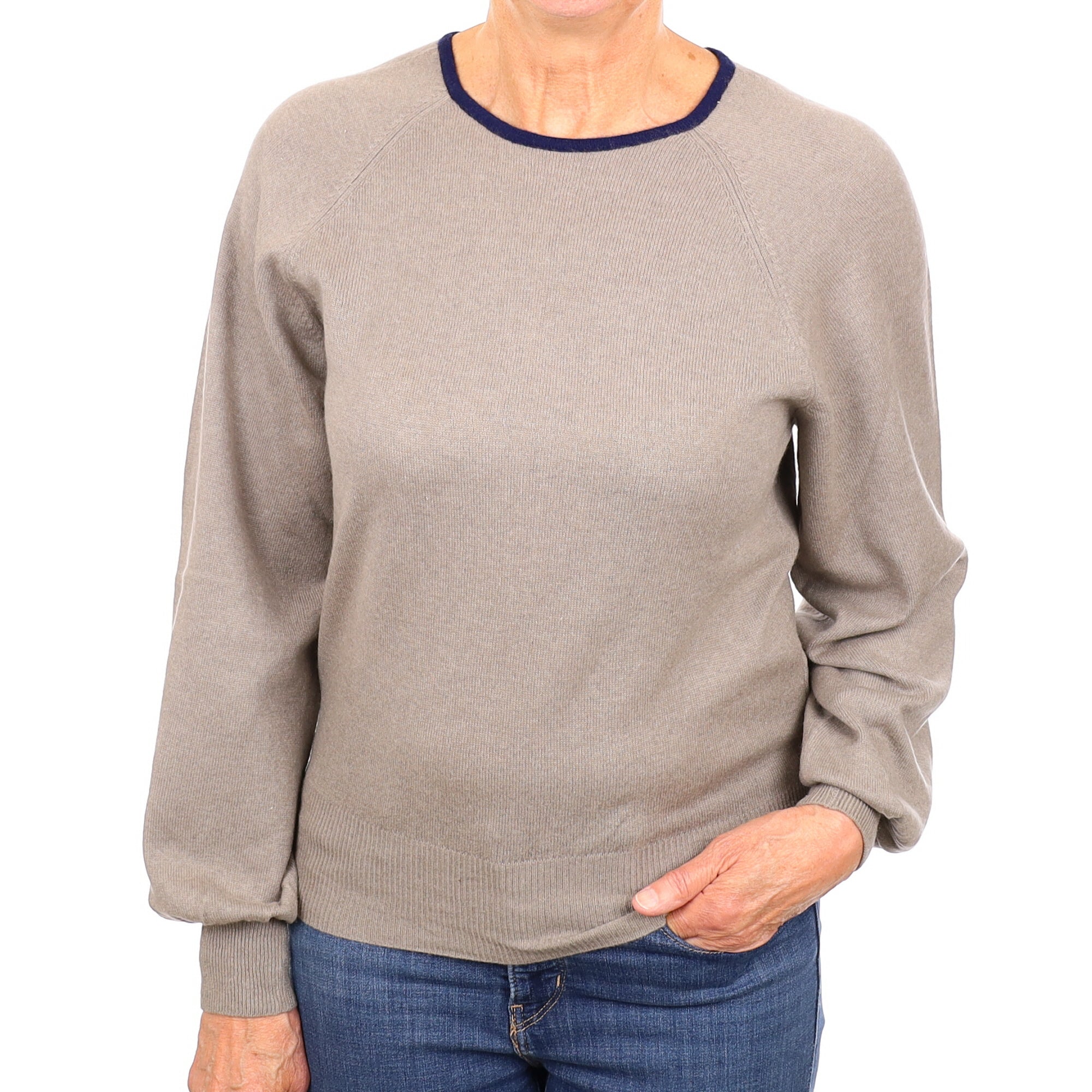 Mink Brown Cashmere Crew Neck Jumper Medium
