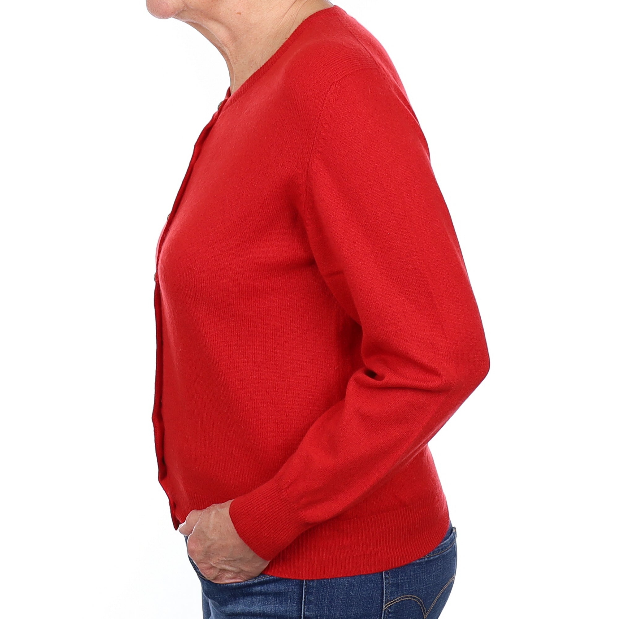 Scarlett Red Cashmere Crew Neck Cardigan Medium