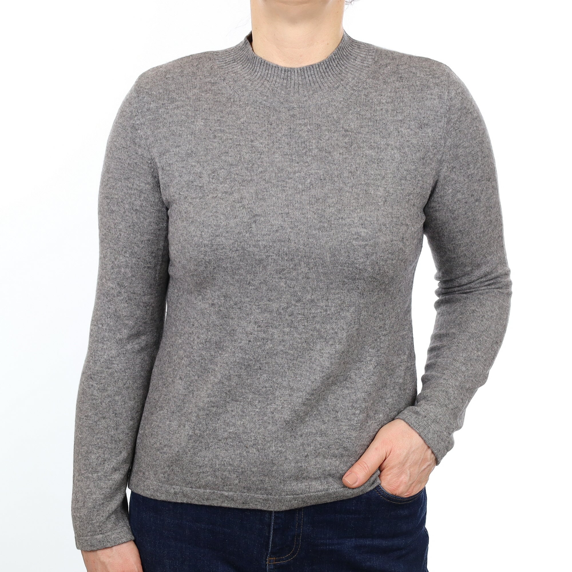 Ash Grey Cashmere Turtle Neck Jumper Medium