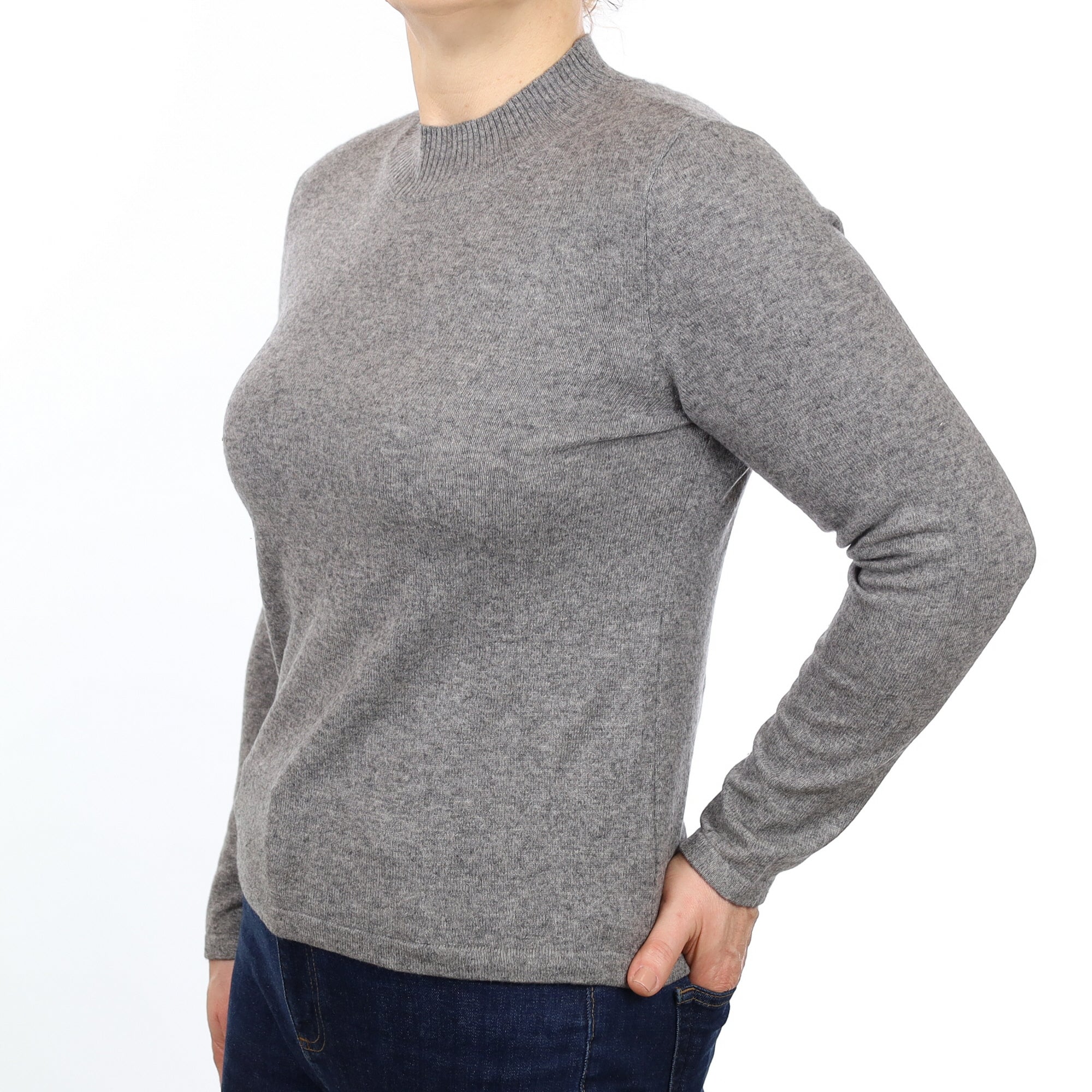Ash Grey Cashmere Turtle Neck Jumper Medium