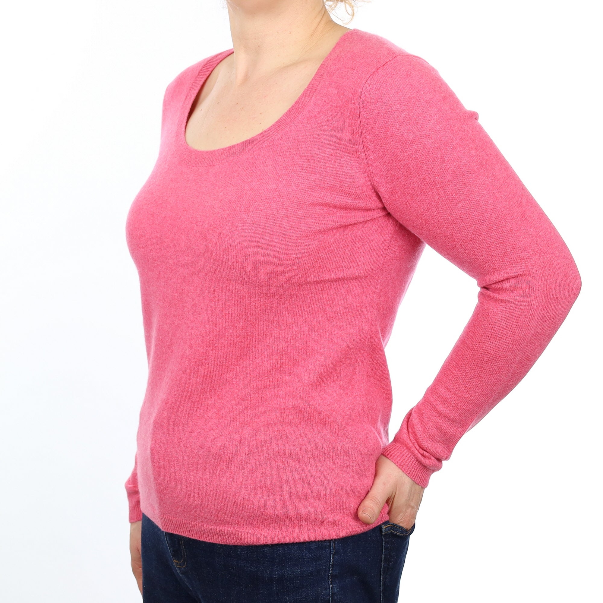 Loganberry Pink Cashmere Scoop Neck Jumper Medium
