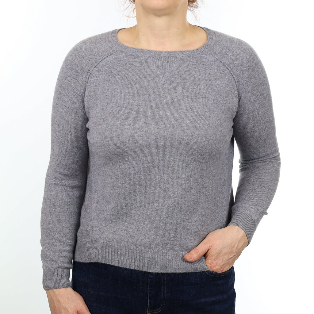 Ash Grey Cashmere Sweatshirt Style Crew Neck Jumper Medium