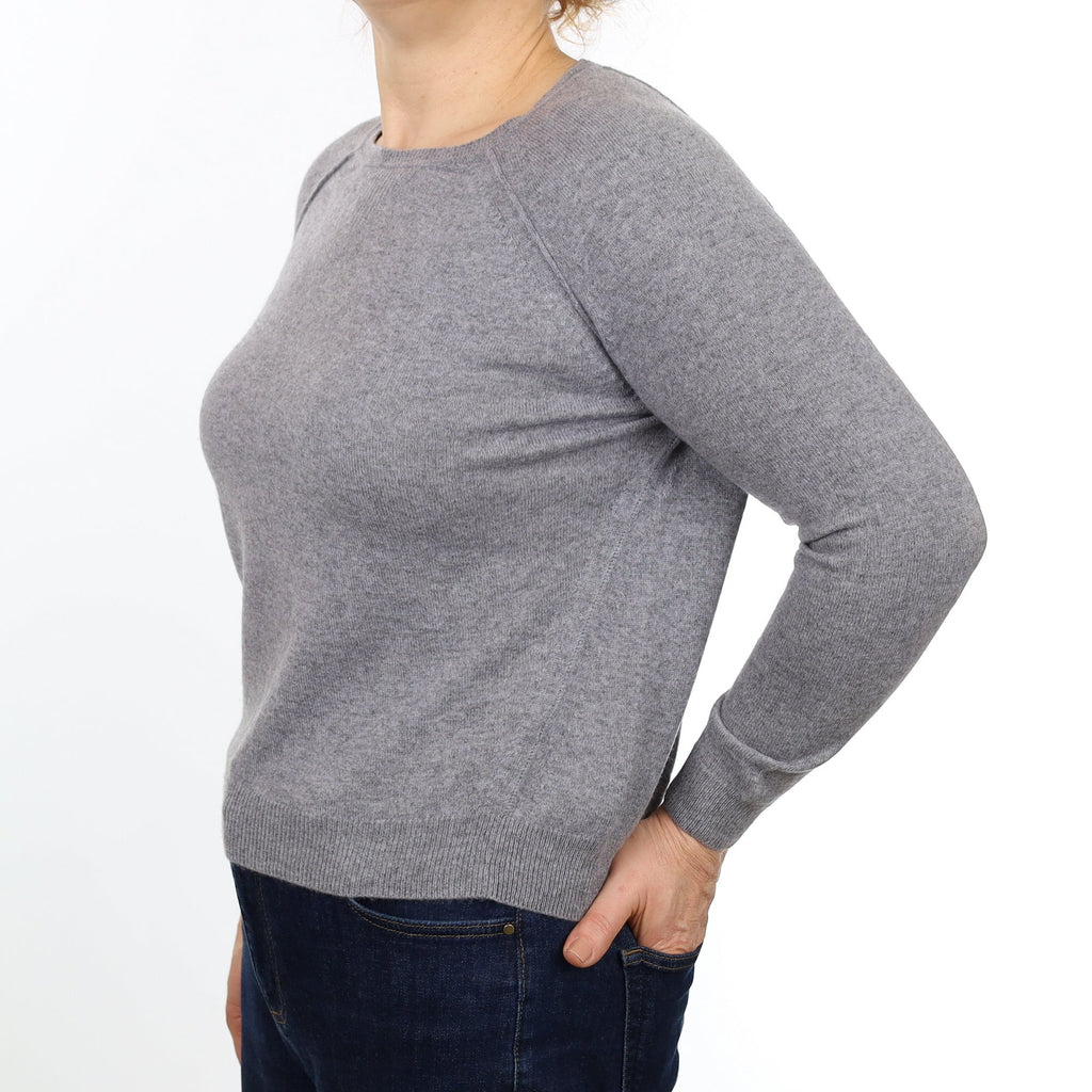 Ash Grey Cashmere Sweatshirt Style Crew Neck Jumper Medium