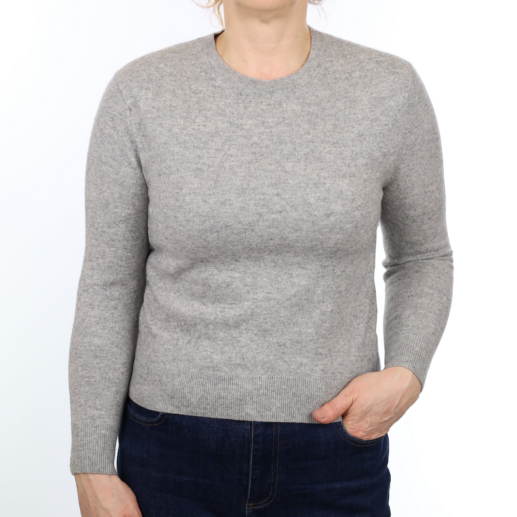 Smoke Grey Cashmere Crew Neck Jumper Medium