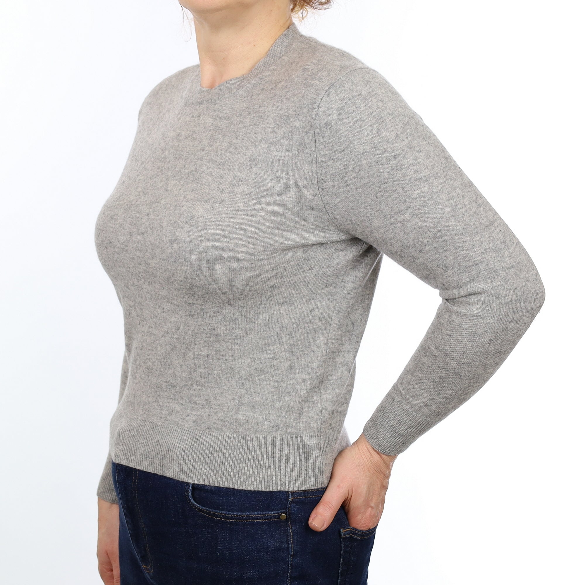 Smoke Grey Cashmere Crew Neck Jumper Medium