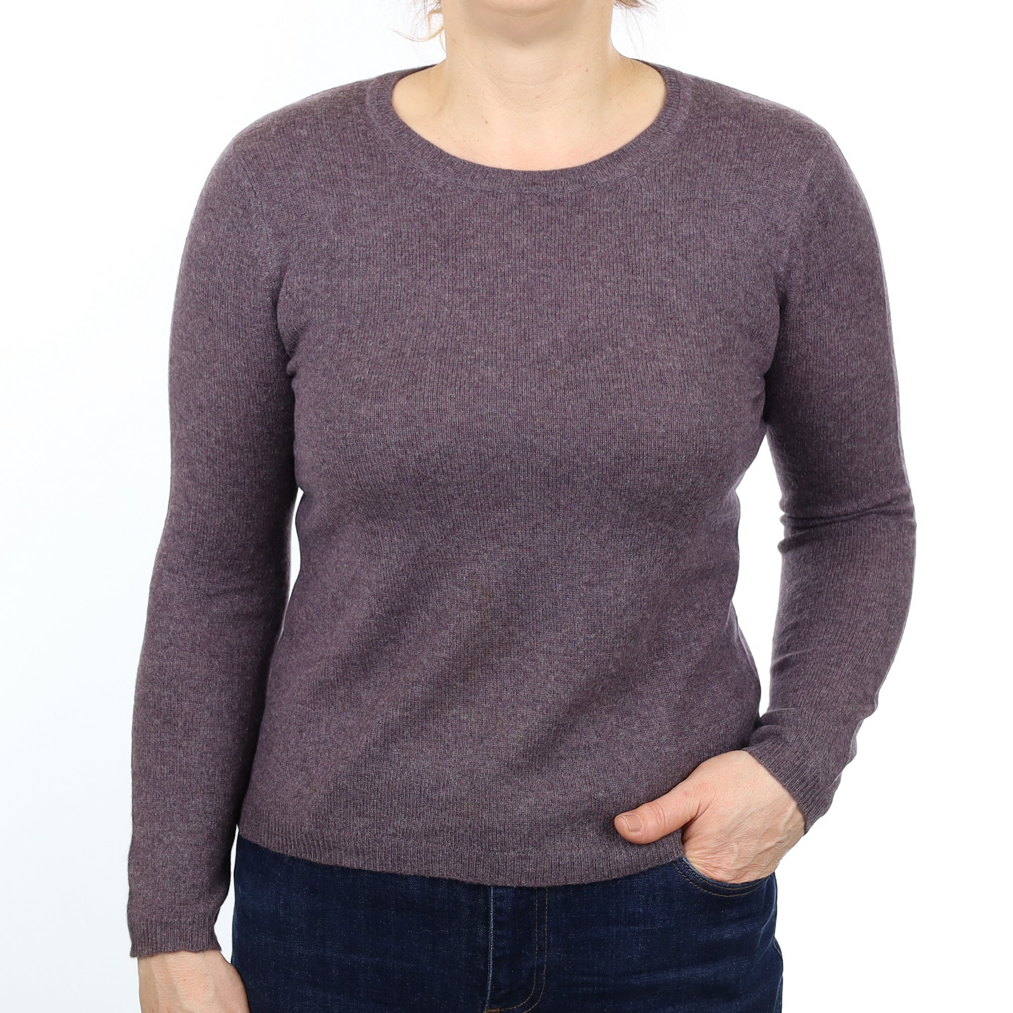 Slate Purple Cashmere V Neck Jumper Medium