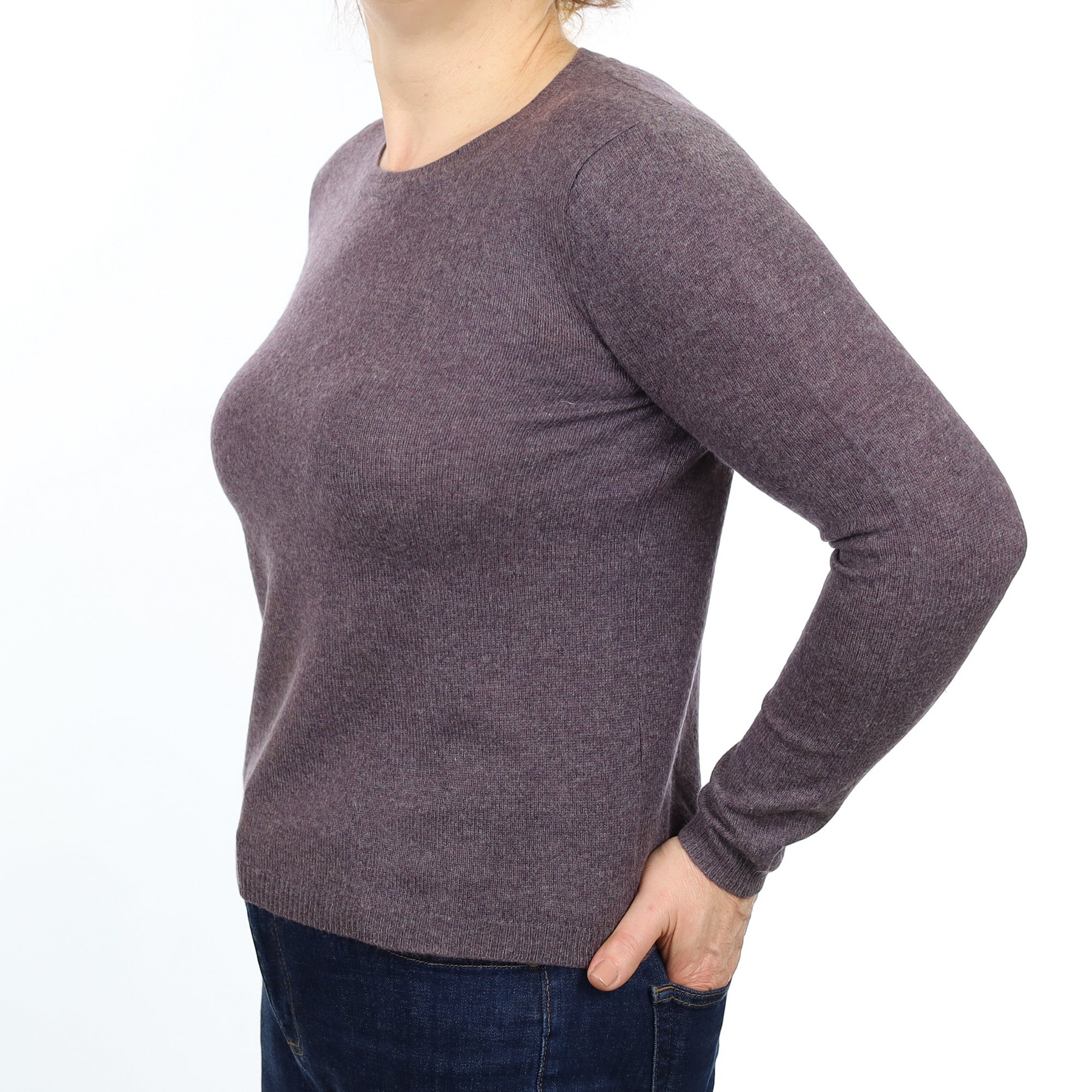 Slate Purple Cashmere V Neck Jumper Medium