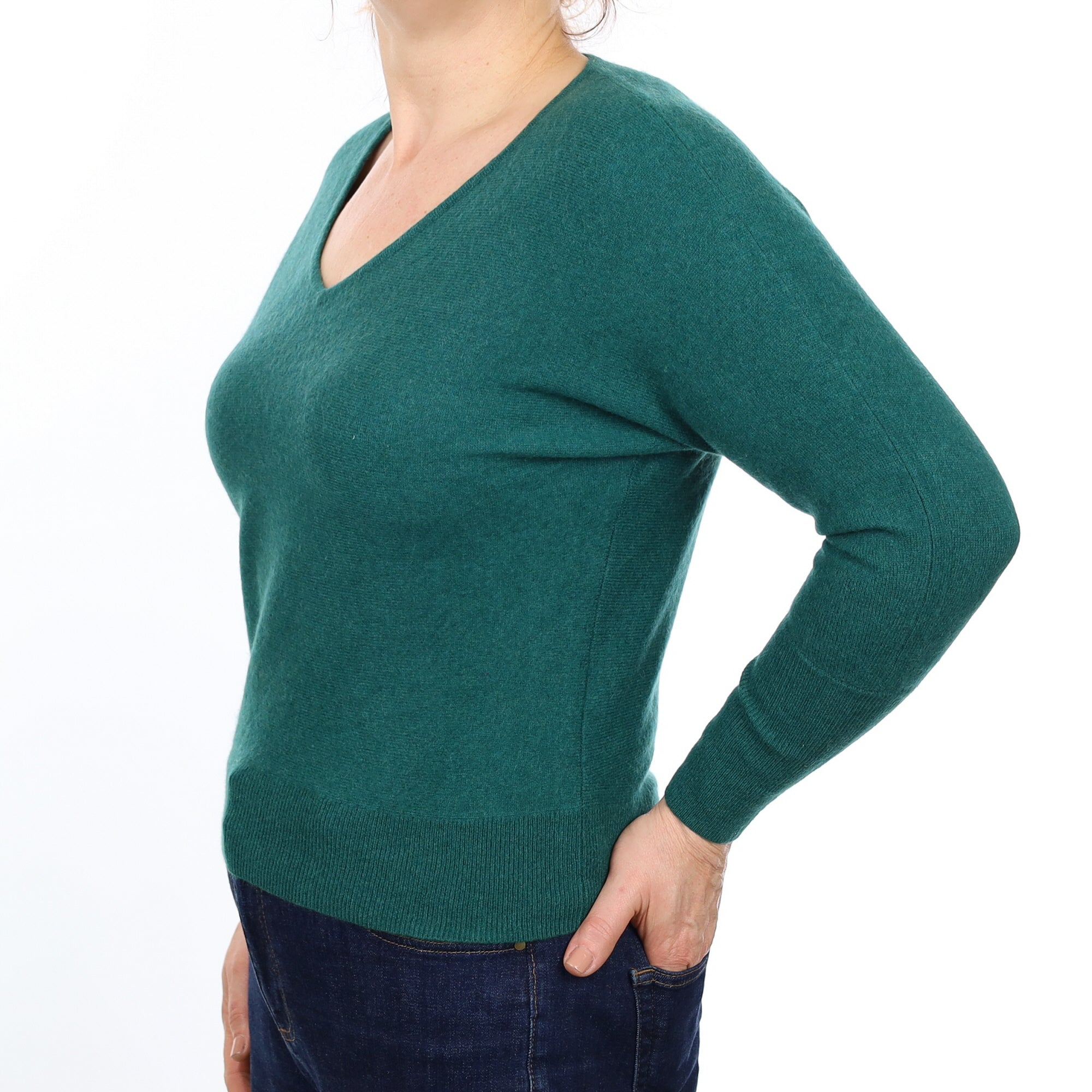 Racing Green Cashmere Batwing V Neck Jumper Medium