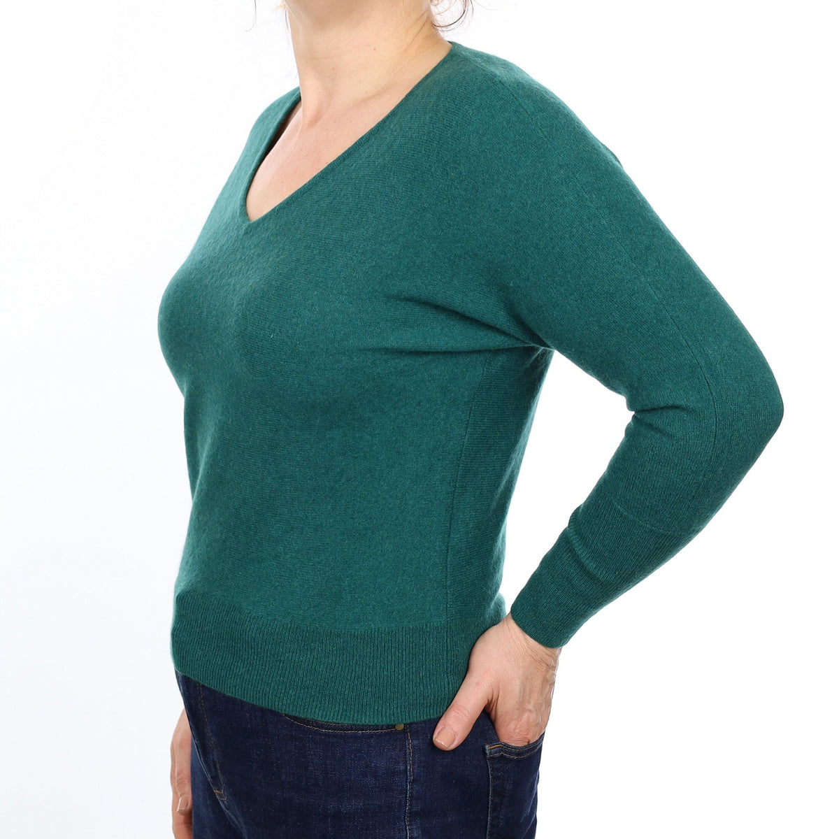 Racing Green Cashmere Batwing V Neck Jumper Medium