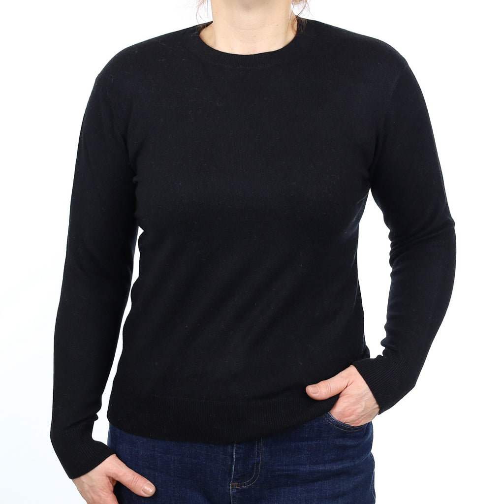 Black Cashmere Crew Neck Jumper Medium