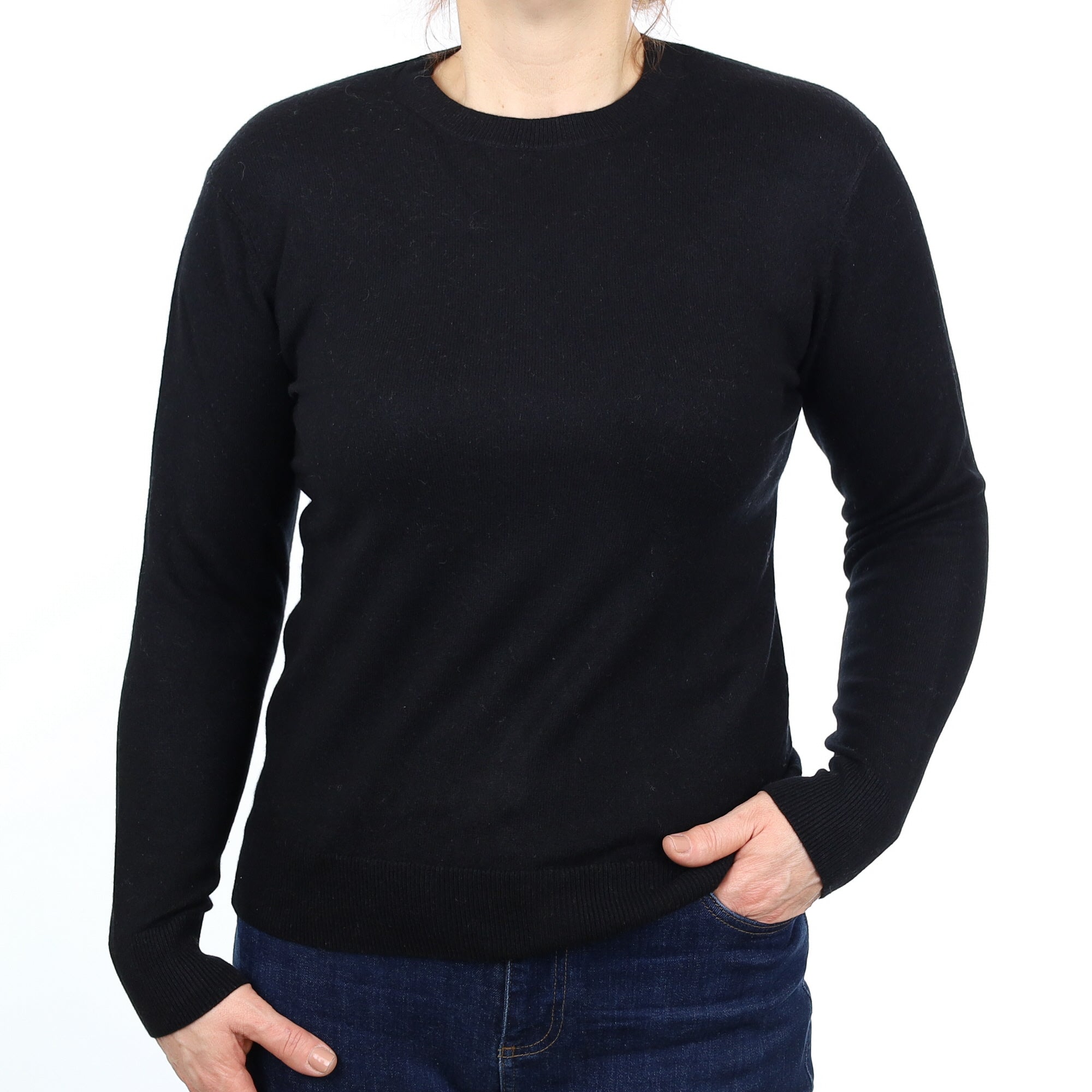 Black Cashmere Crew Neck Jumper Medium