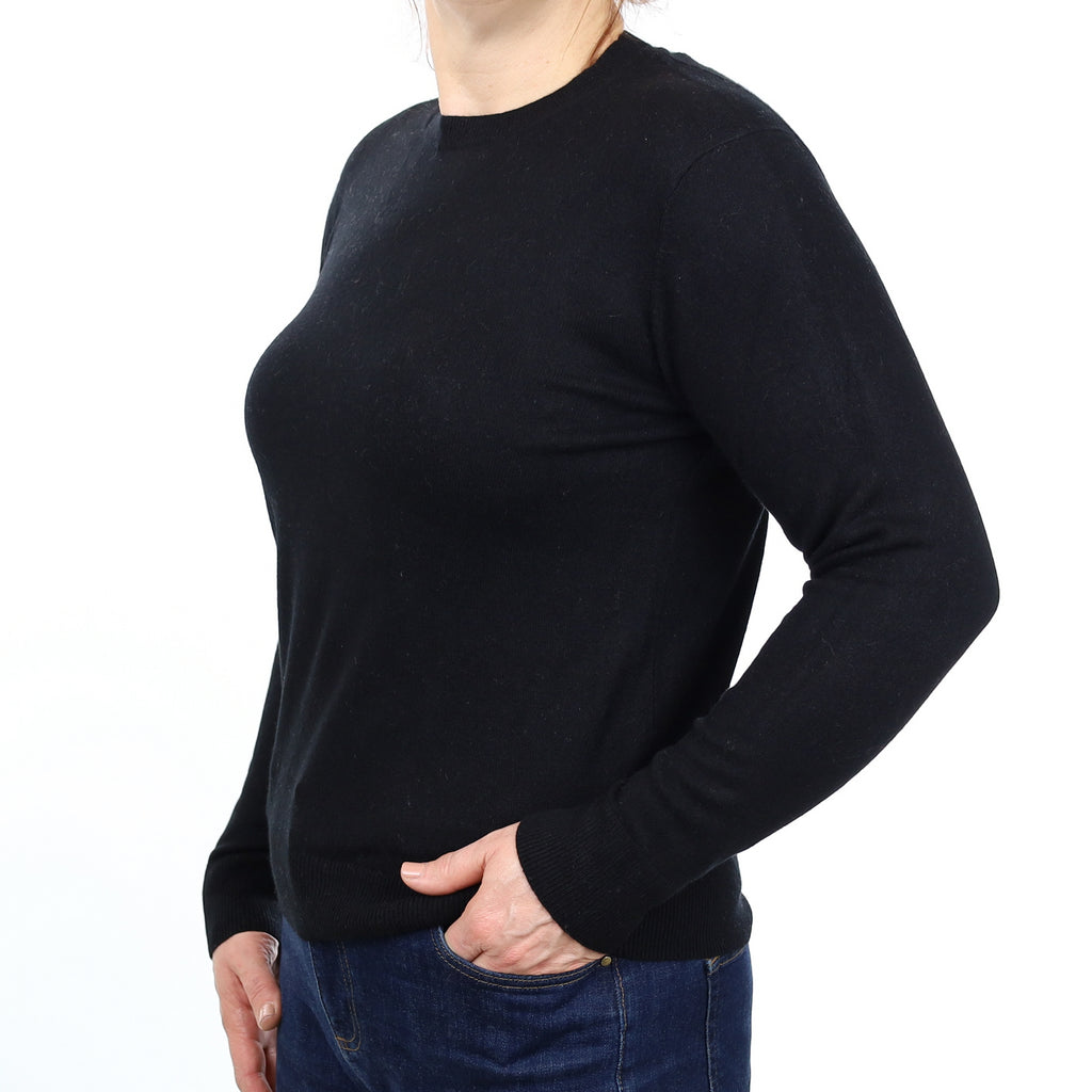 Black Cashmere Crew Neck Jumper Medium