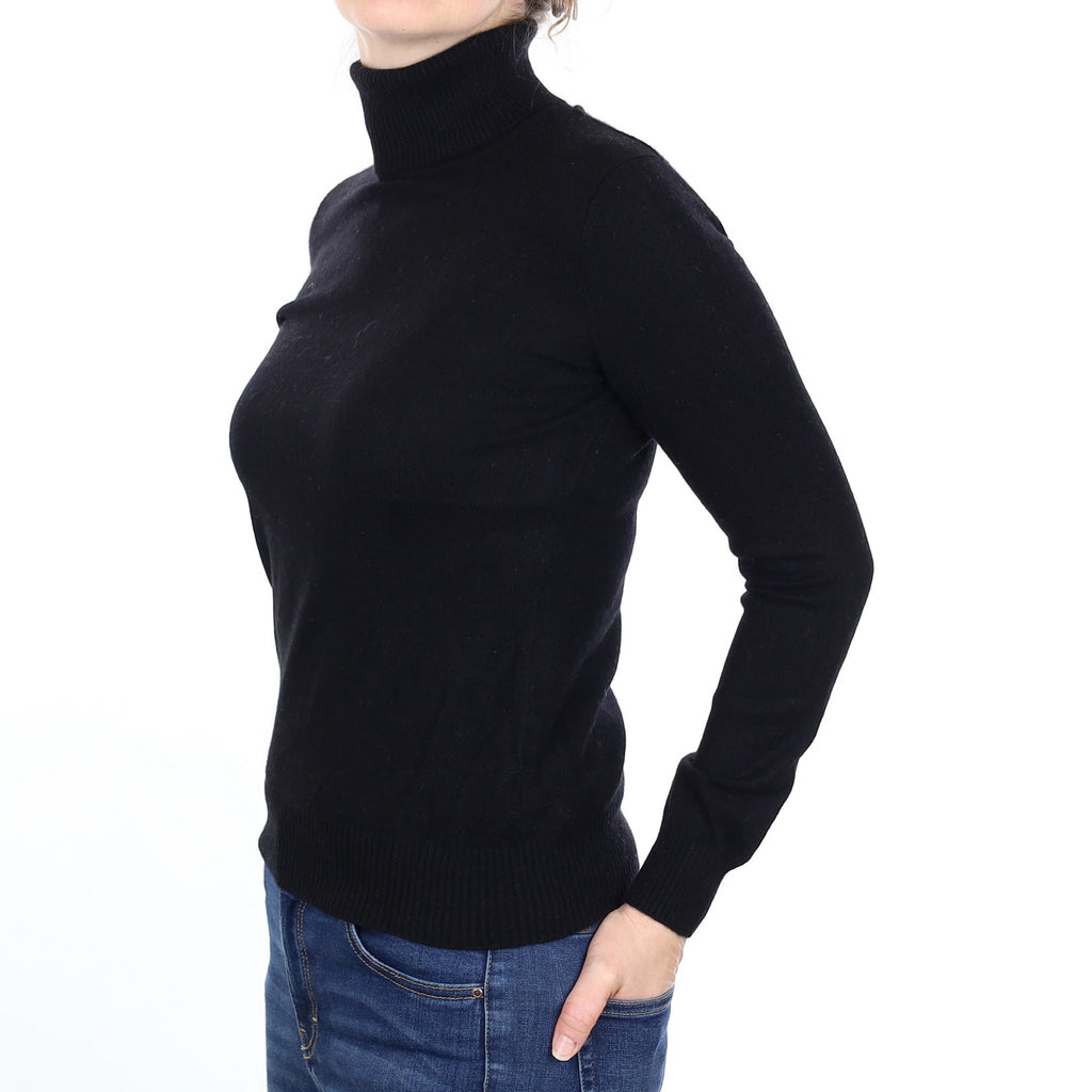Black Cashmere Polo Neck Jumper Small