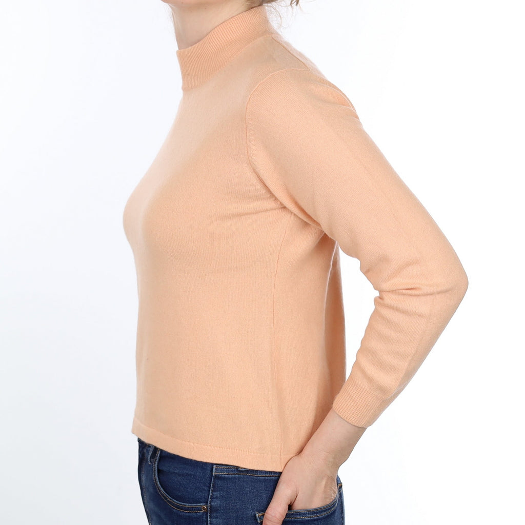 Soft Apricot Cashmere Turtleneck Jumper Small