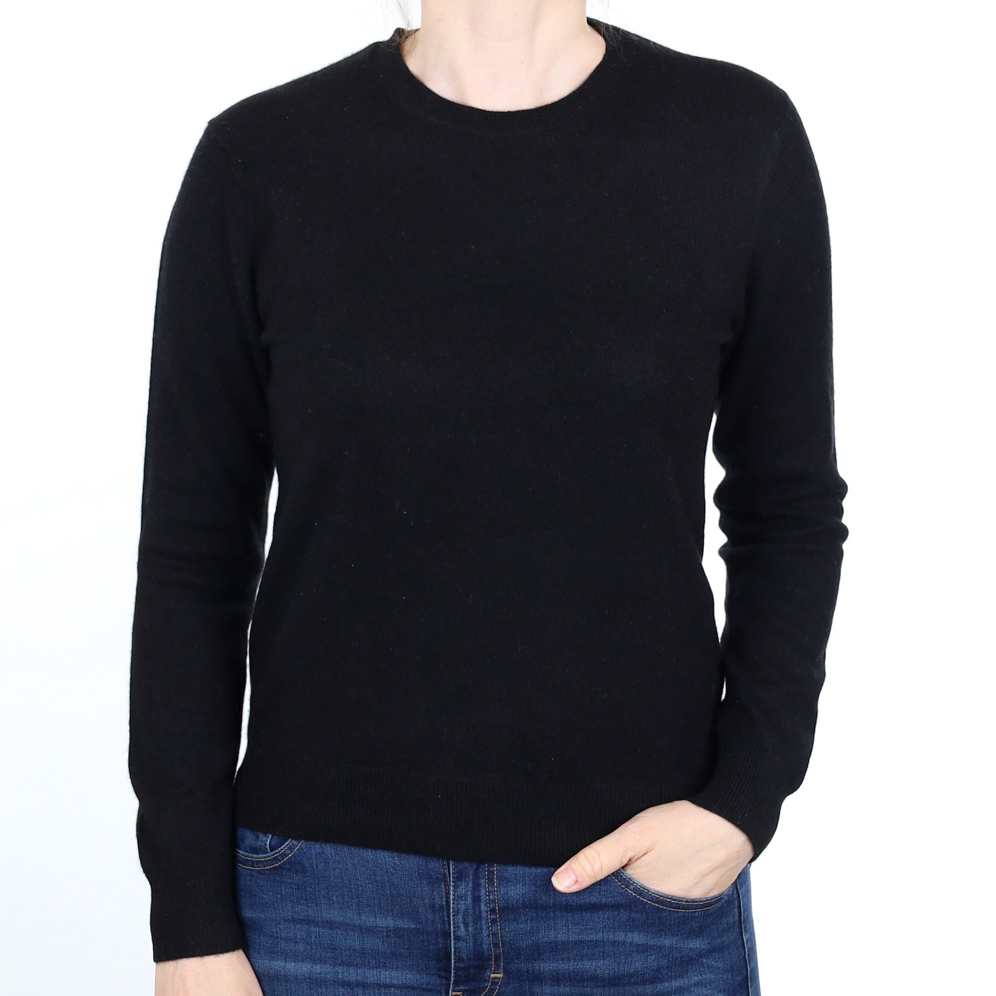 Black Cashmere Crew Neck Jumper Small