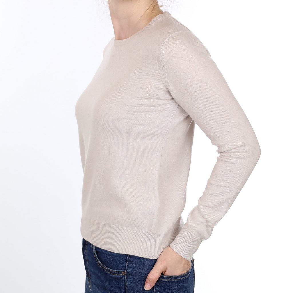Alabaster Beige Cashmere Crew Neck Jumper Small